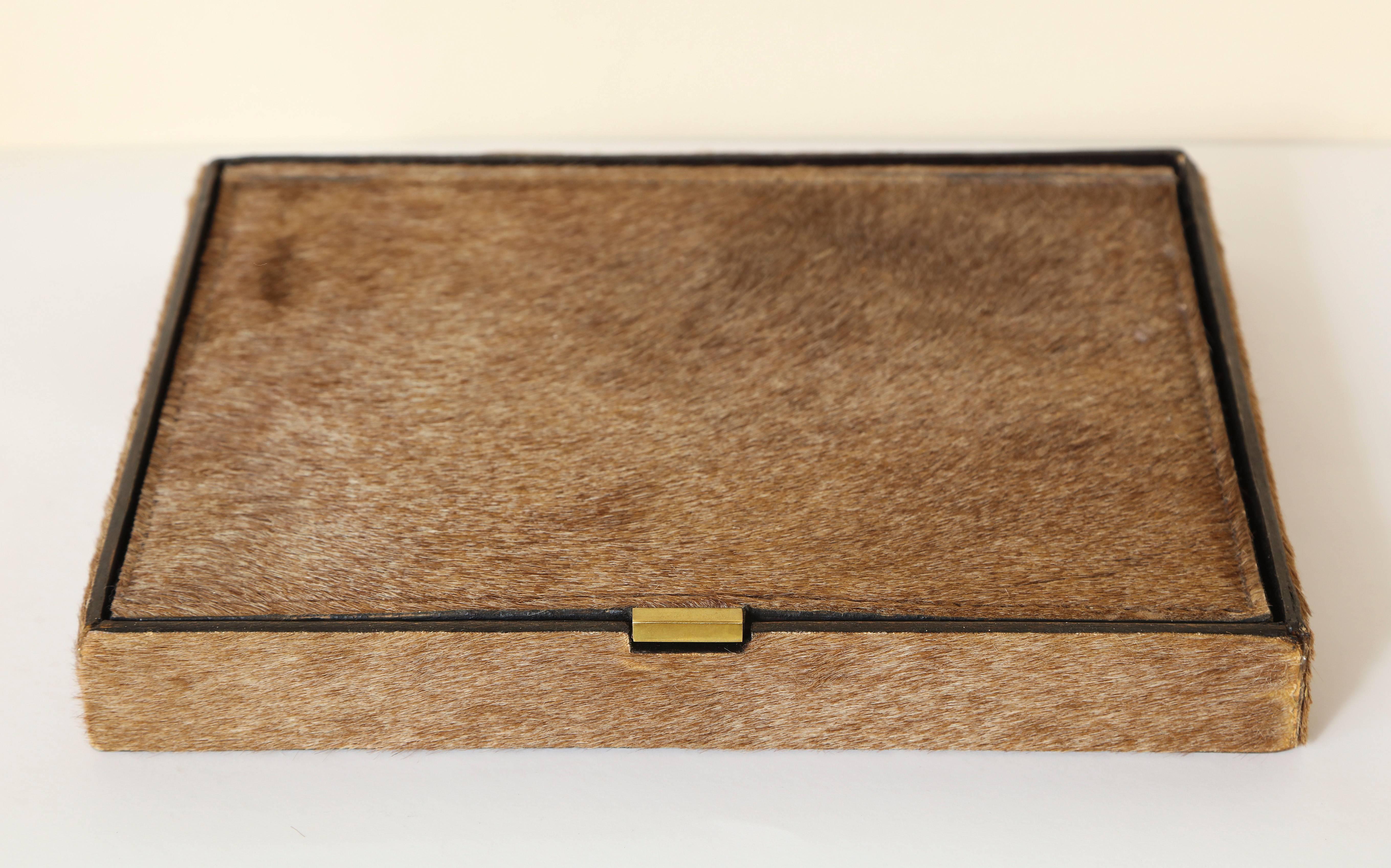 Late 20th Century Fur and Brass Wooden Box in the Style of Meret Oppenheim