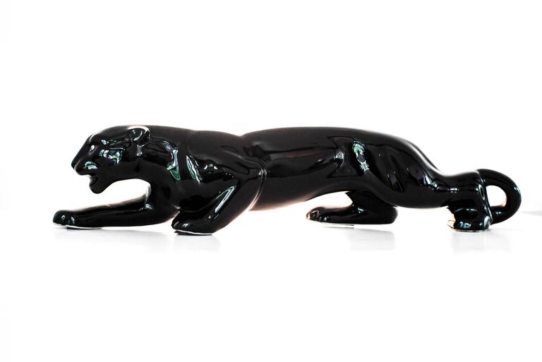 Rare Vintage Black Panther Ceramic FigureSculptureStatuette