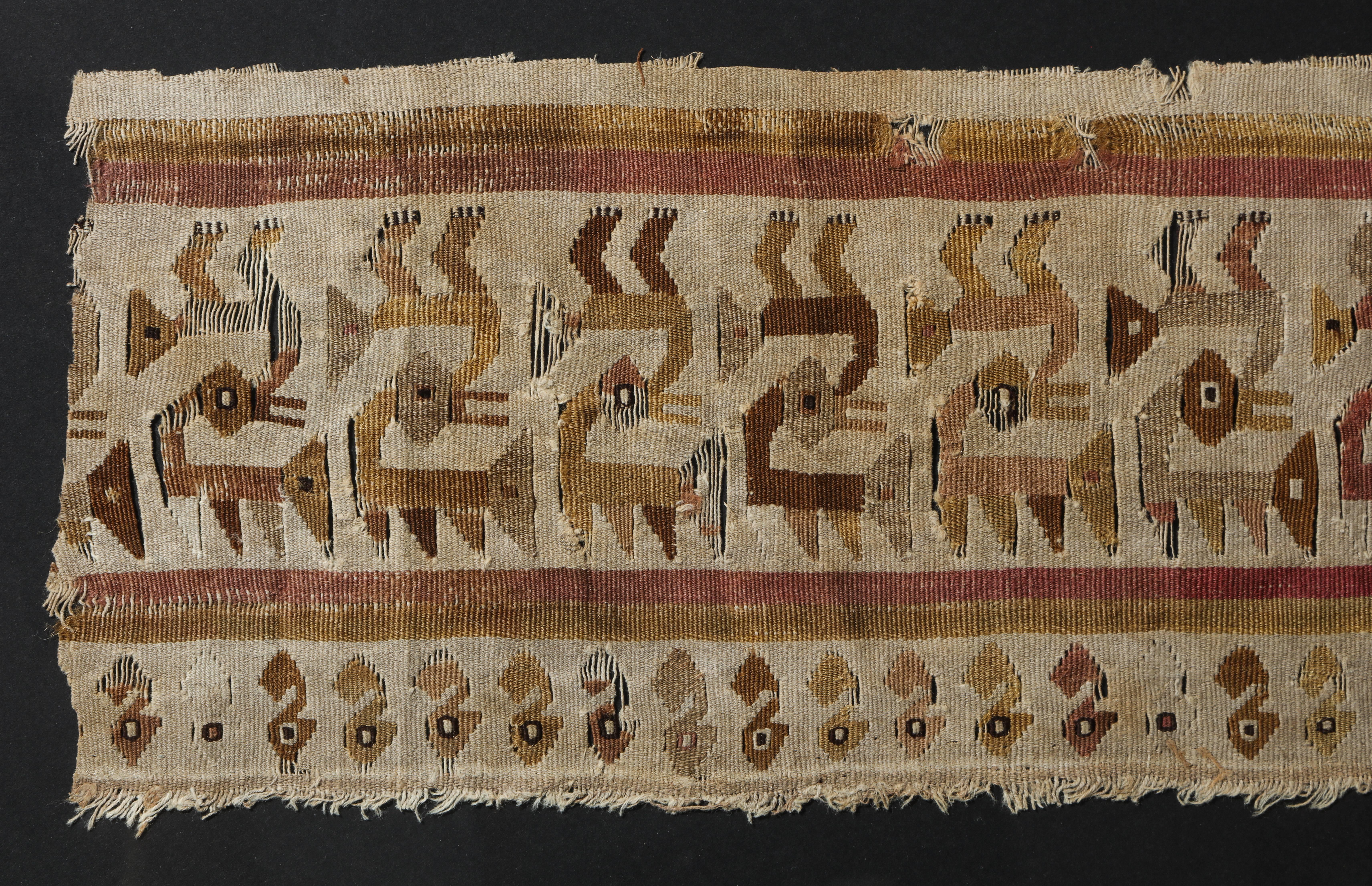 Peruvian  Pre-Columbian Textile Fragment with Design, Visible in Two Directions