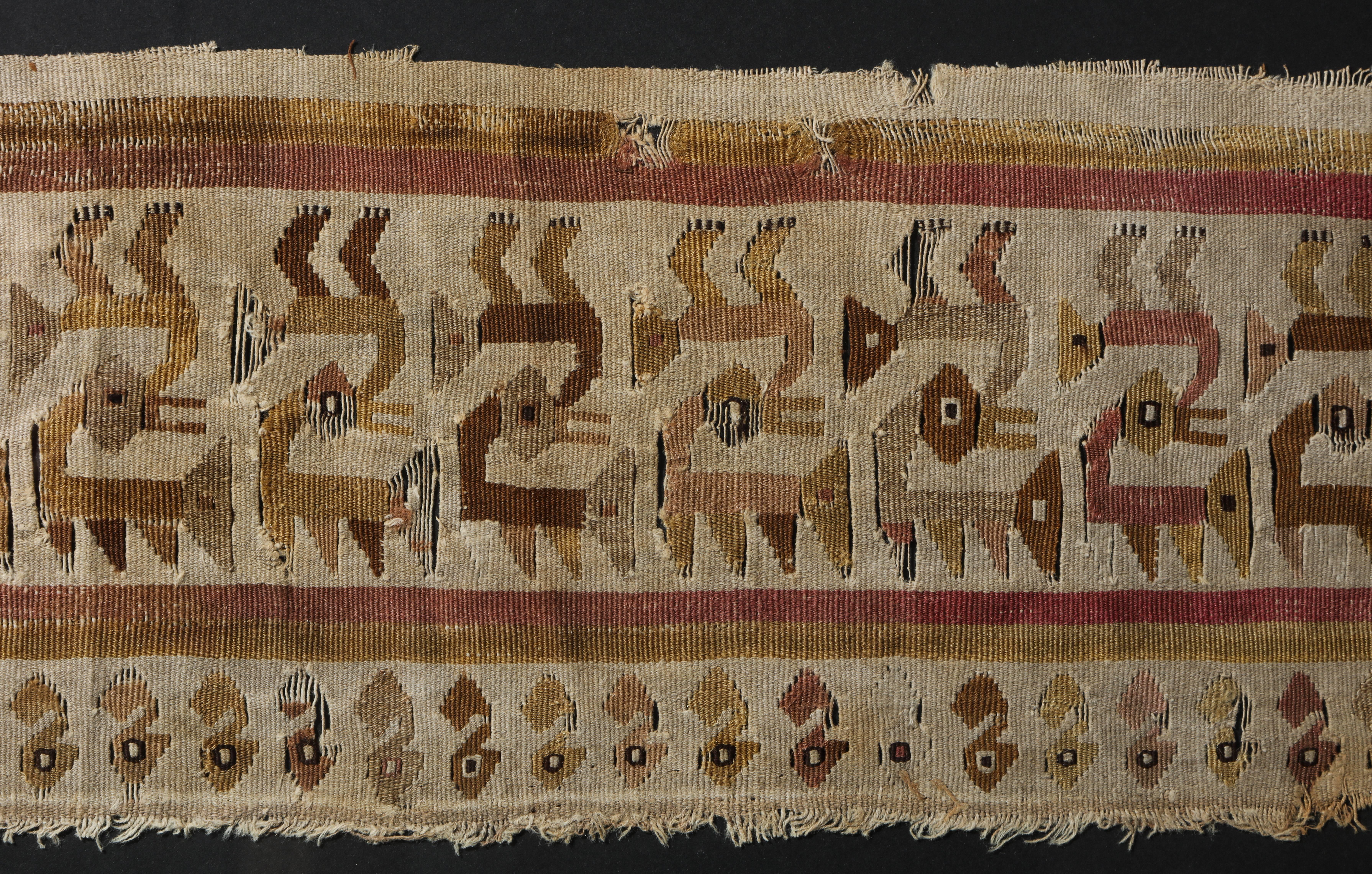  Pre-Columbian Textile Fragment with Design, Visible in Two Directions In Excellent Condition In New York, NY