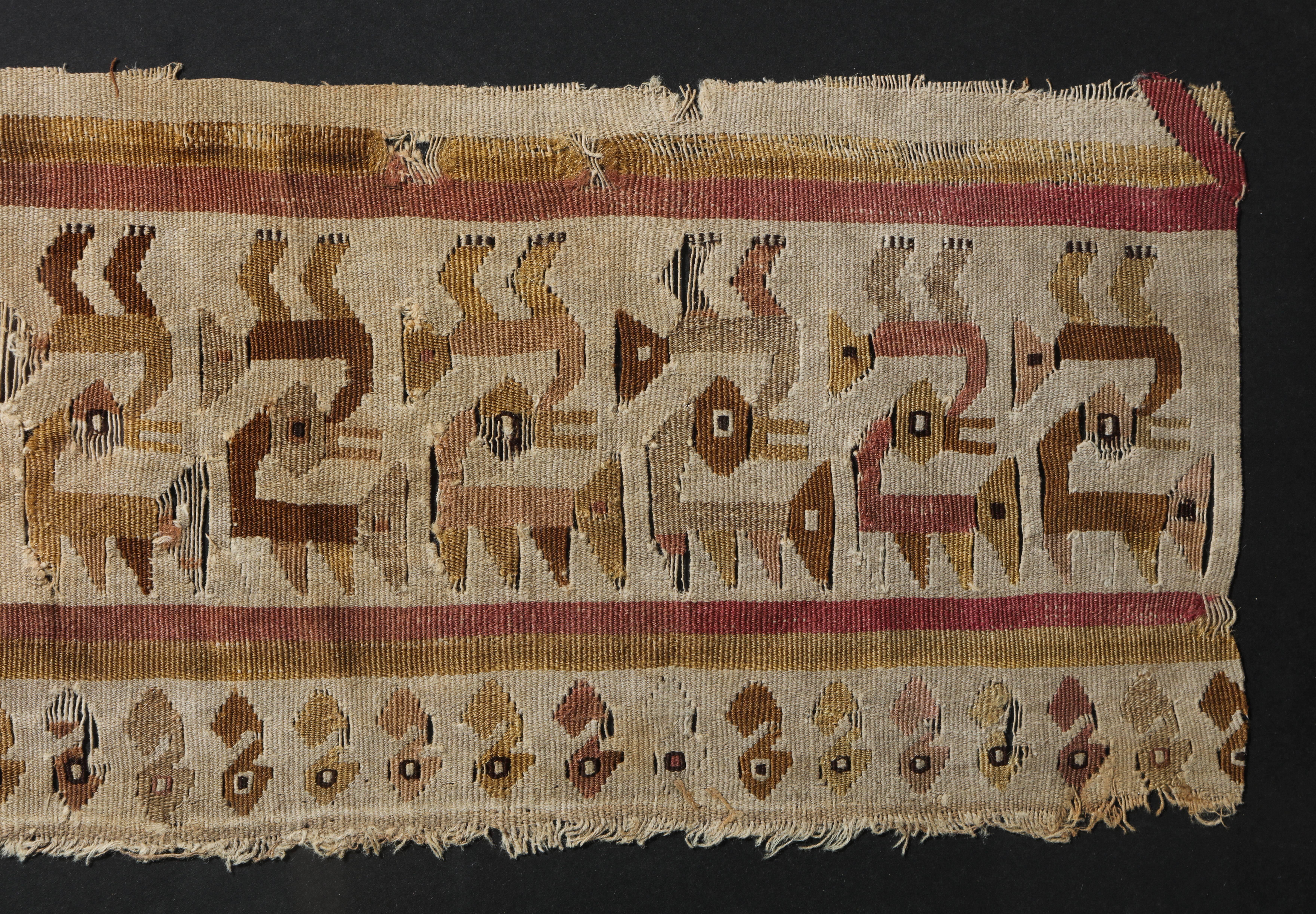 18th Century and Earlier  Pre-Columbian Textile Fragment with Design, Visible in Two Directions