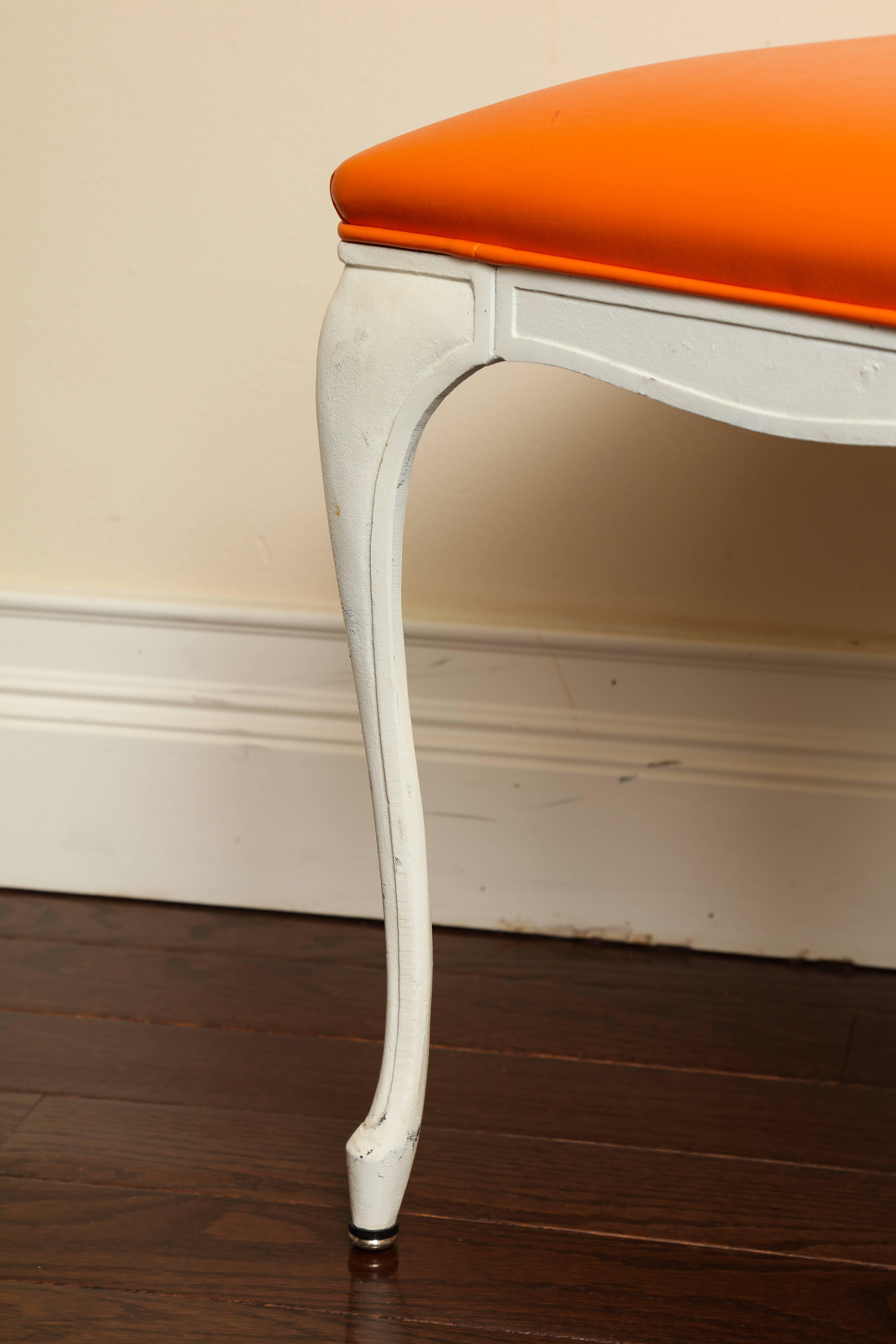 Mid-20th Century Pair of Mid-Century Modern Painted White Metal Benches or Stools