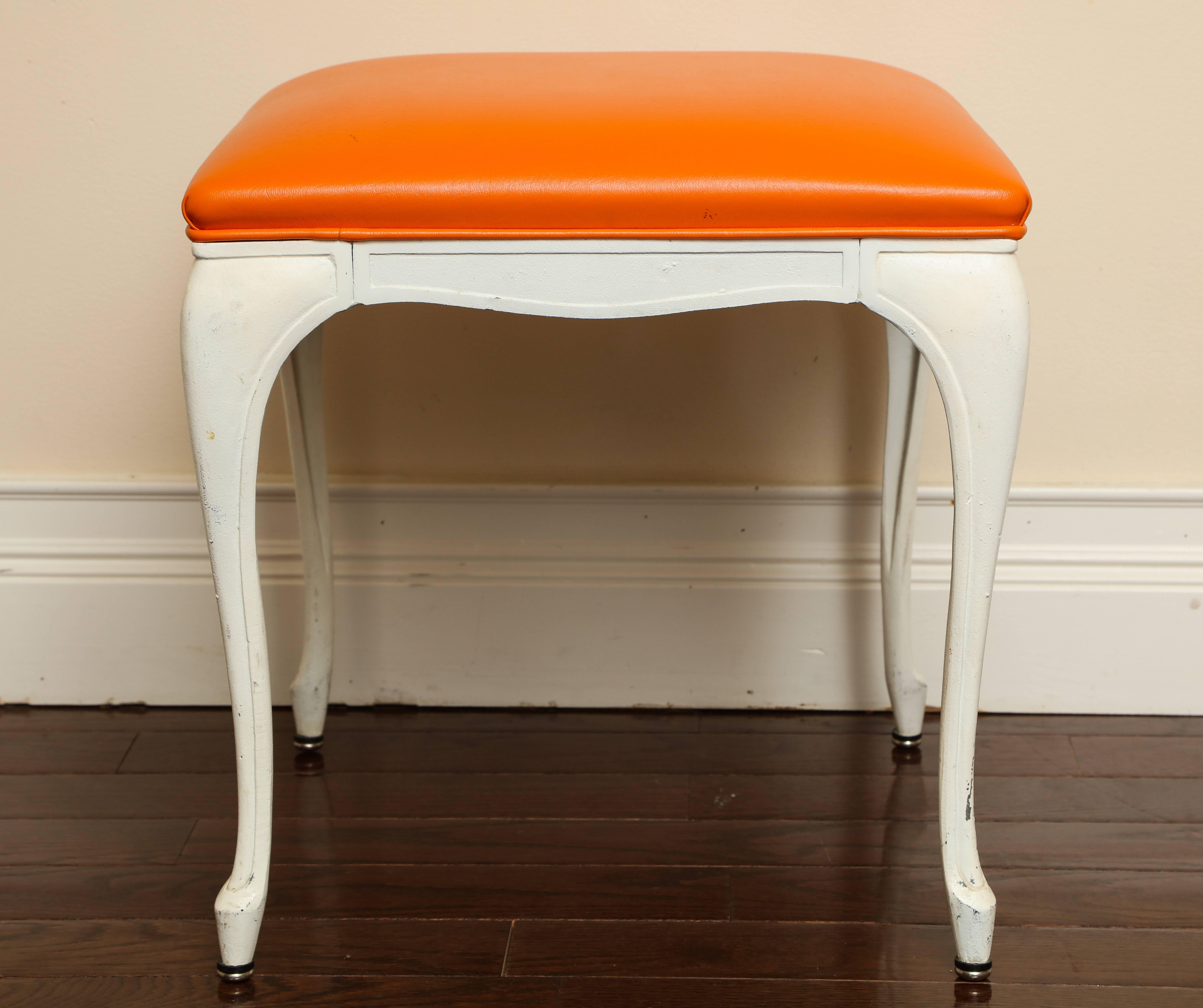 Pair of Mid-Century Modern Painted White Metal Benches or Stools 3