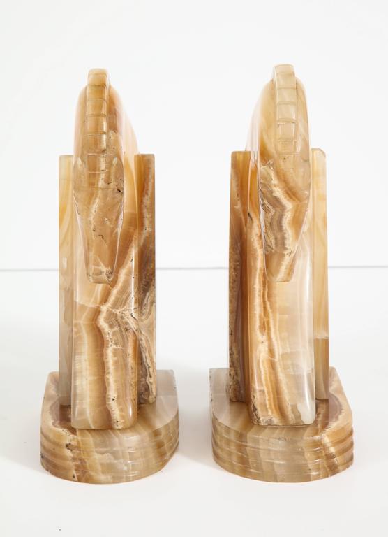Italian Onyx Horse Art Deco Head Bookends For Sale at 1stDibs onyx