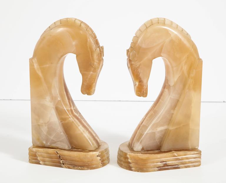 Italian Onyx Horse Art Deco Head Bookends For Sale at 1stDibs onyx