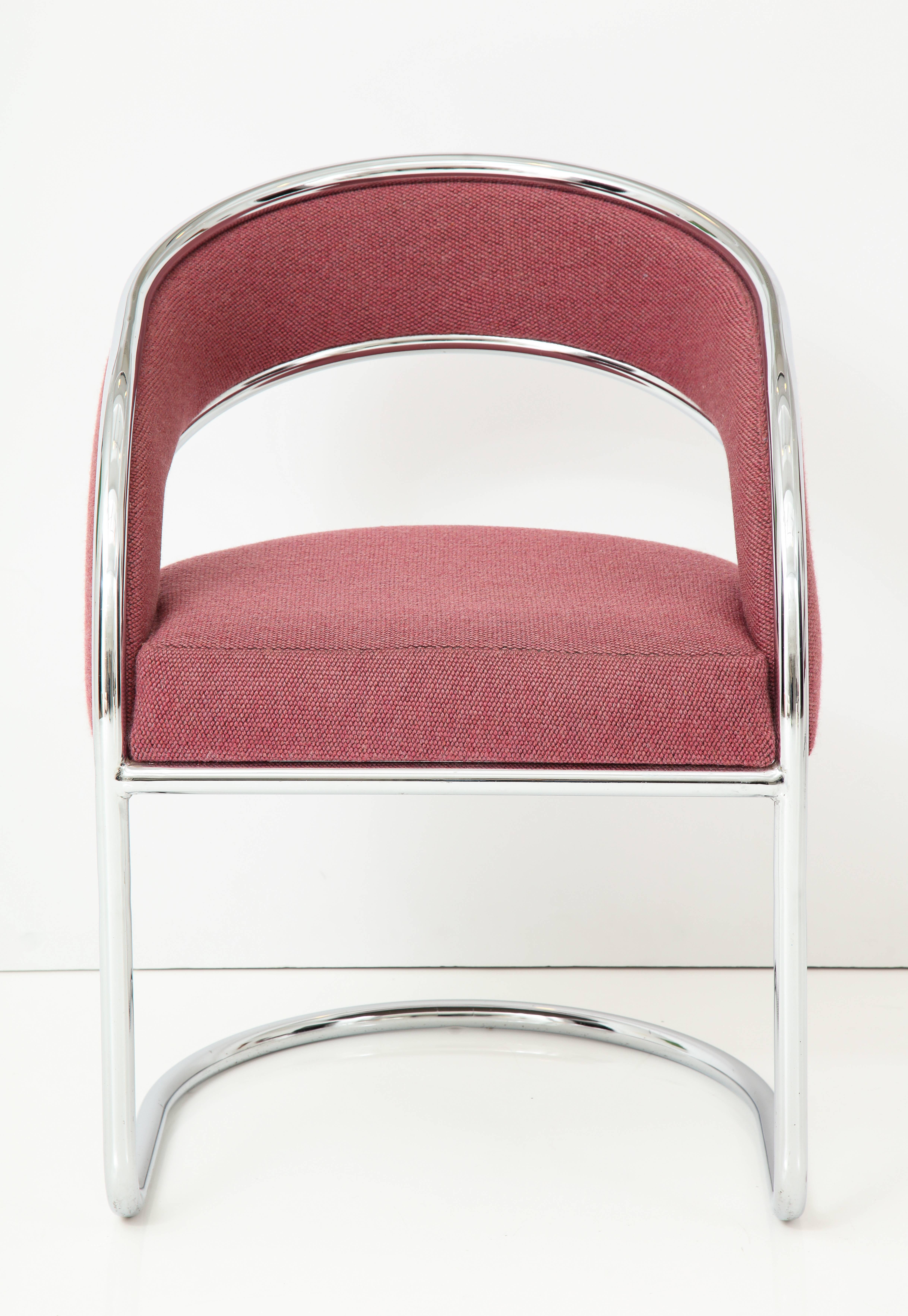 Late 20th Century Pair of 1970s Chrome Cantilever Armchairs
