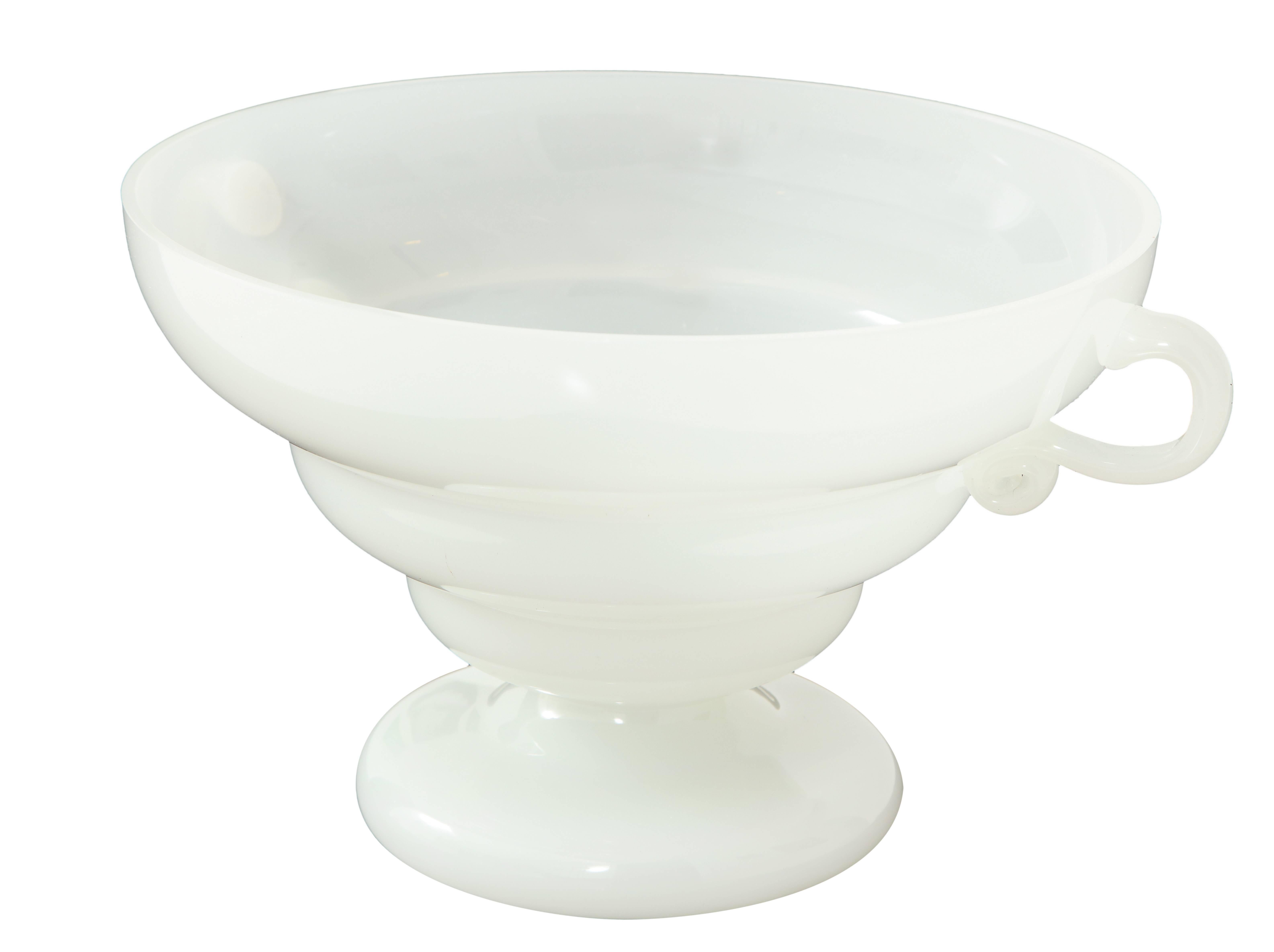 Mid-20th Century Italian 1930s Opaline Glass Bowl with Handles 