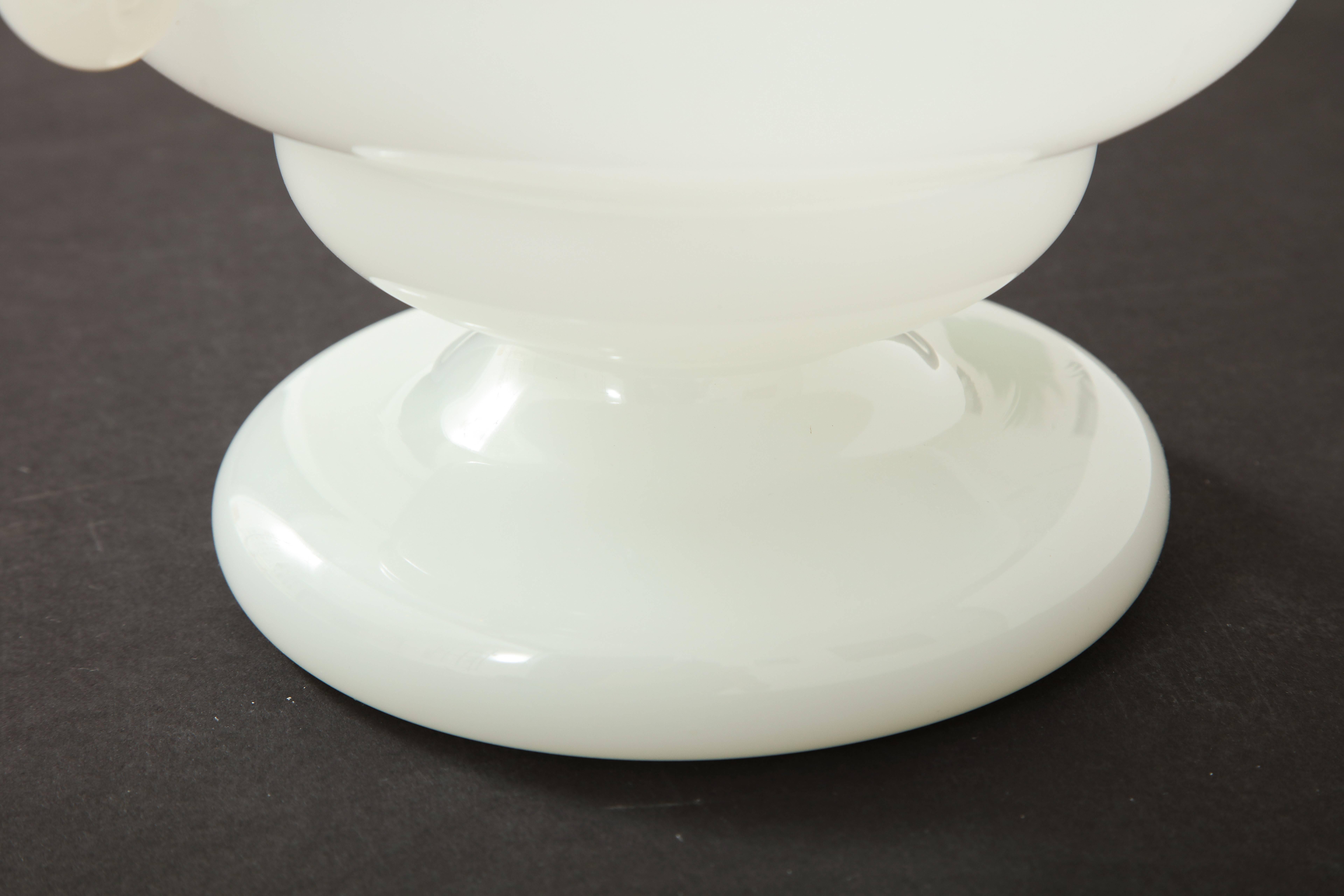 Italian 1930s Opaline Glass Bowl with Handles  1