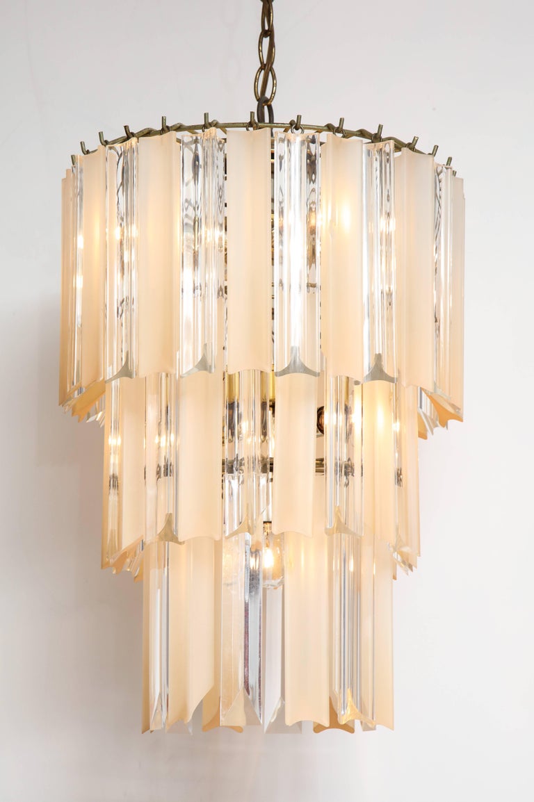 Camer Three Tier Chandelier With Clear And Gold Rods For At 1stdibs Italian Camer Three Tier Chandelier With Clear And Gold Rods For