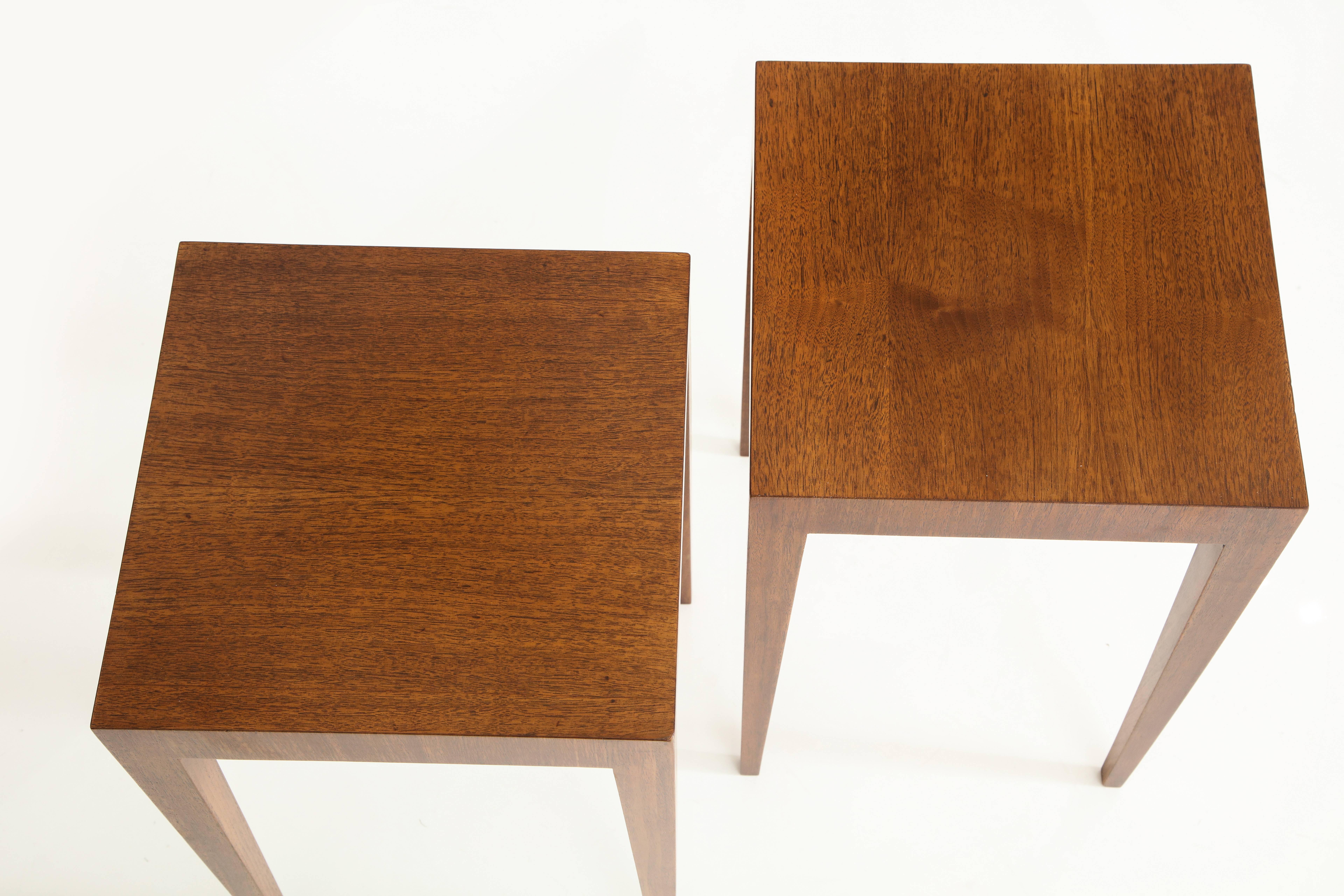 Pair of French Art Deco Walnut Side Tables 2