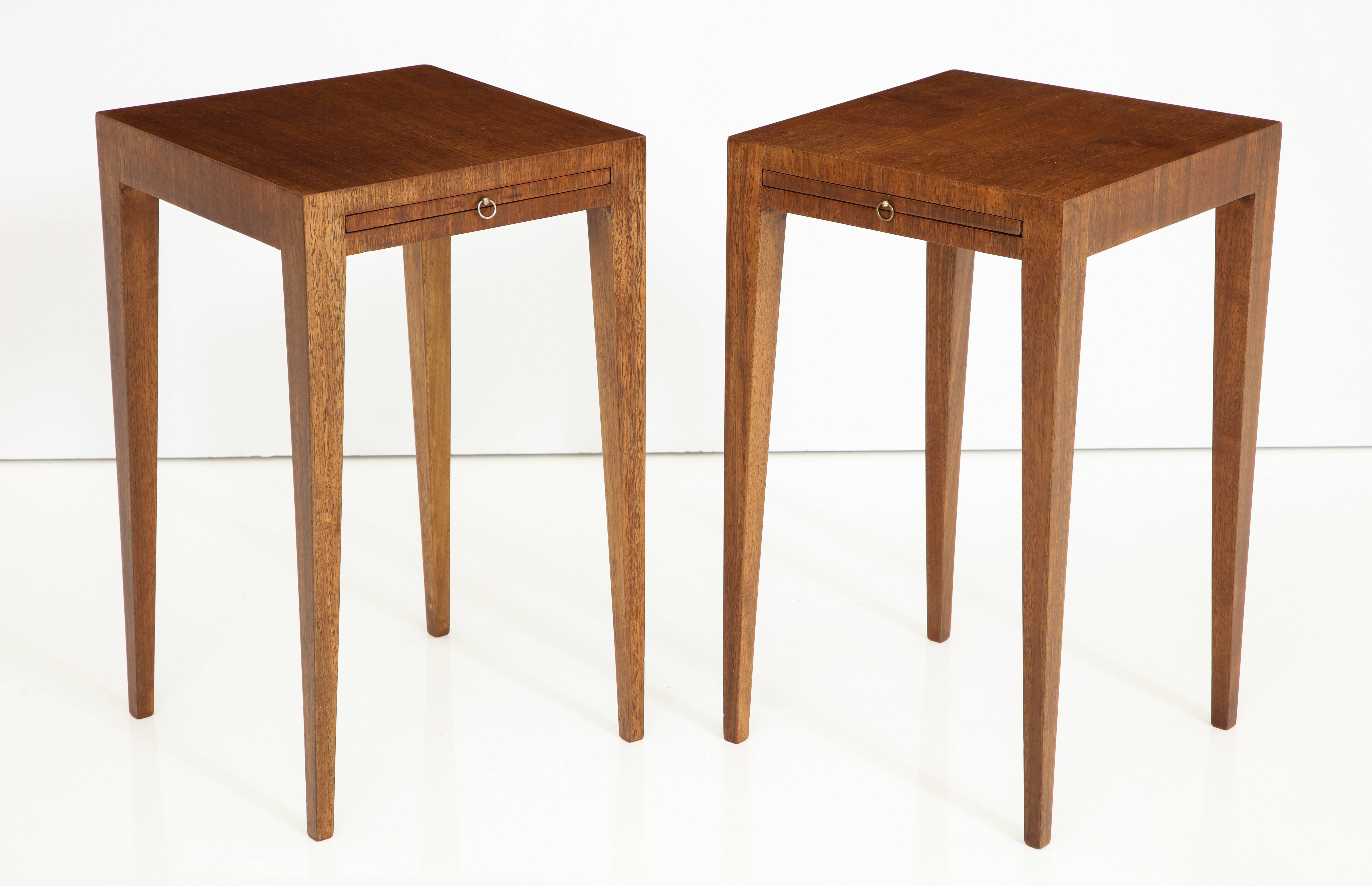 Pair of French Art Deco Walnut Side Tables 6