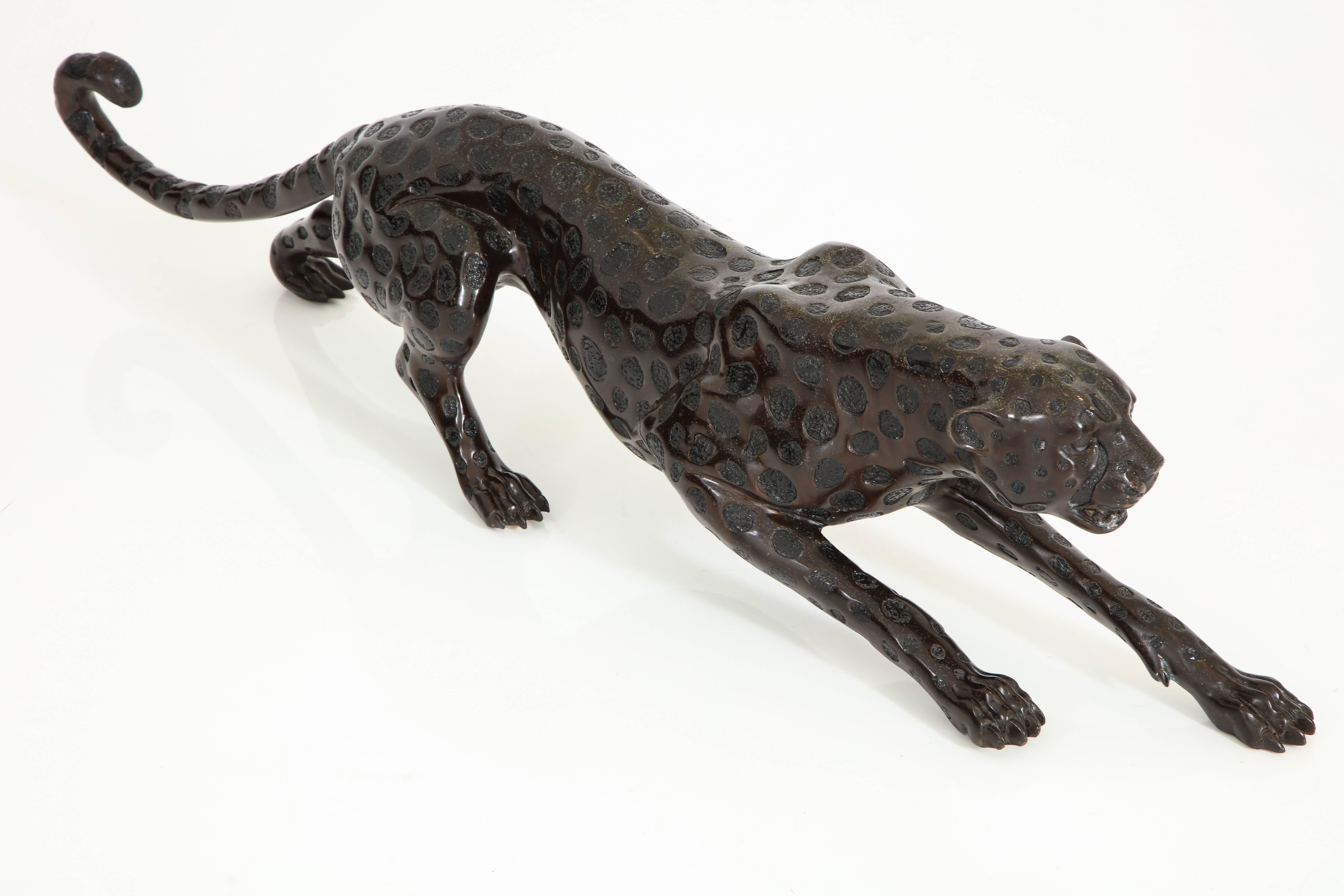 American Art Deco Bronze Sculpture of a Cheetah in Stride