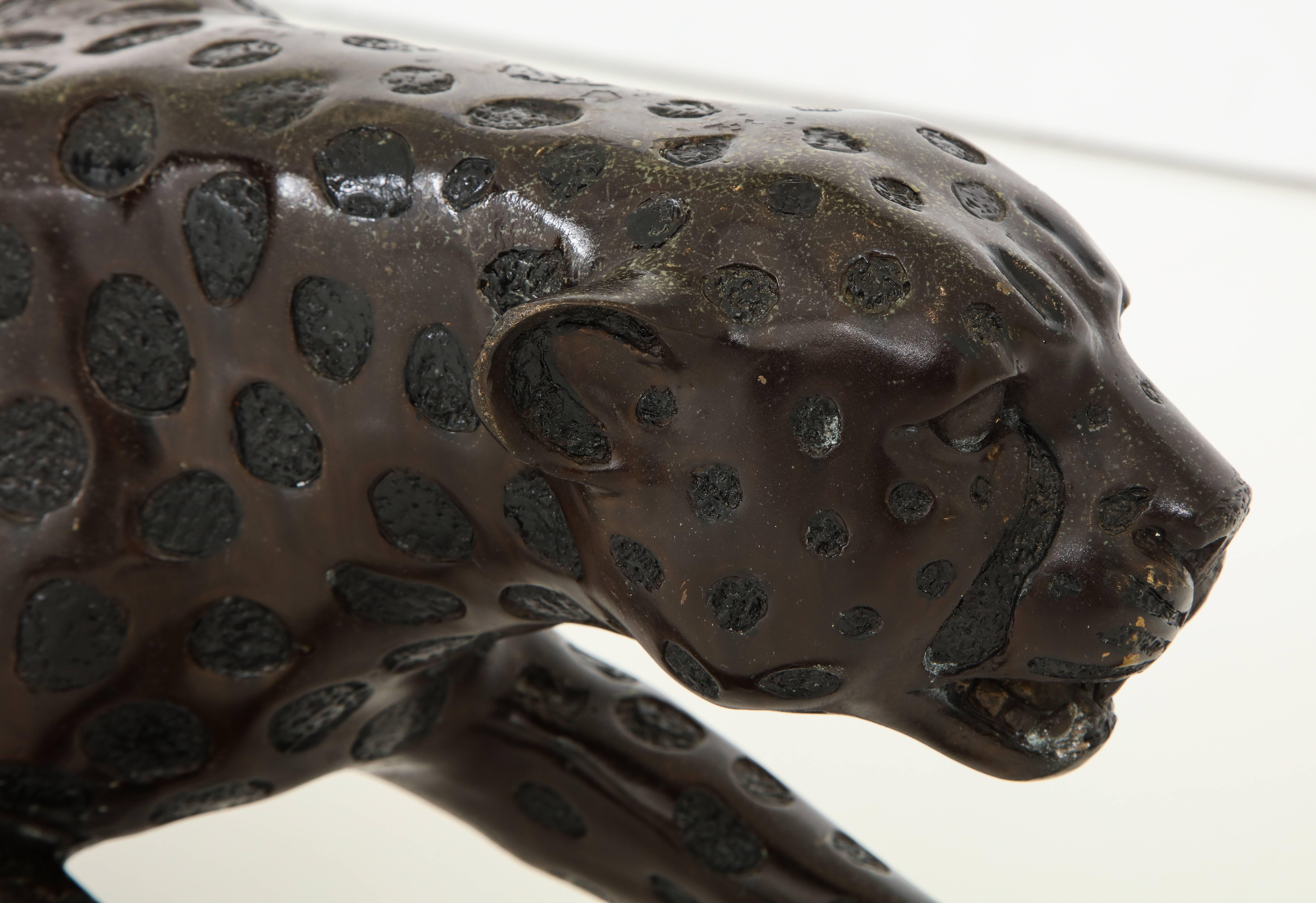 Mid-20th Century Art Deco Bronze Sculpture of a Cheetah in Stride