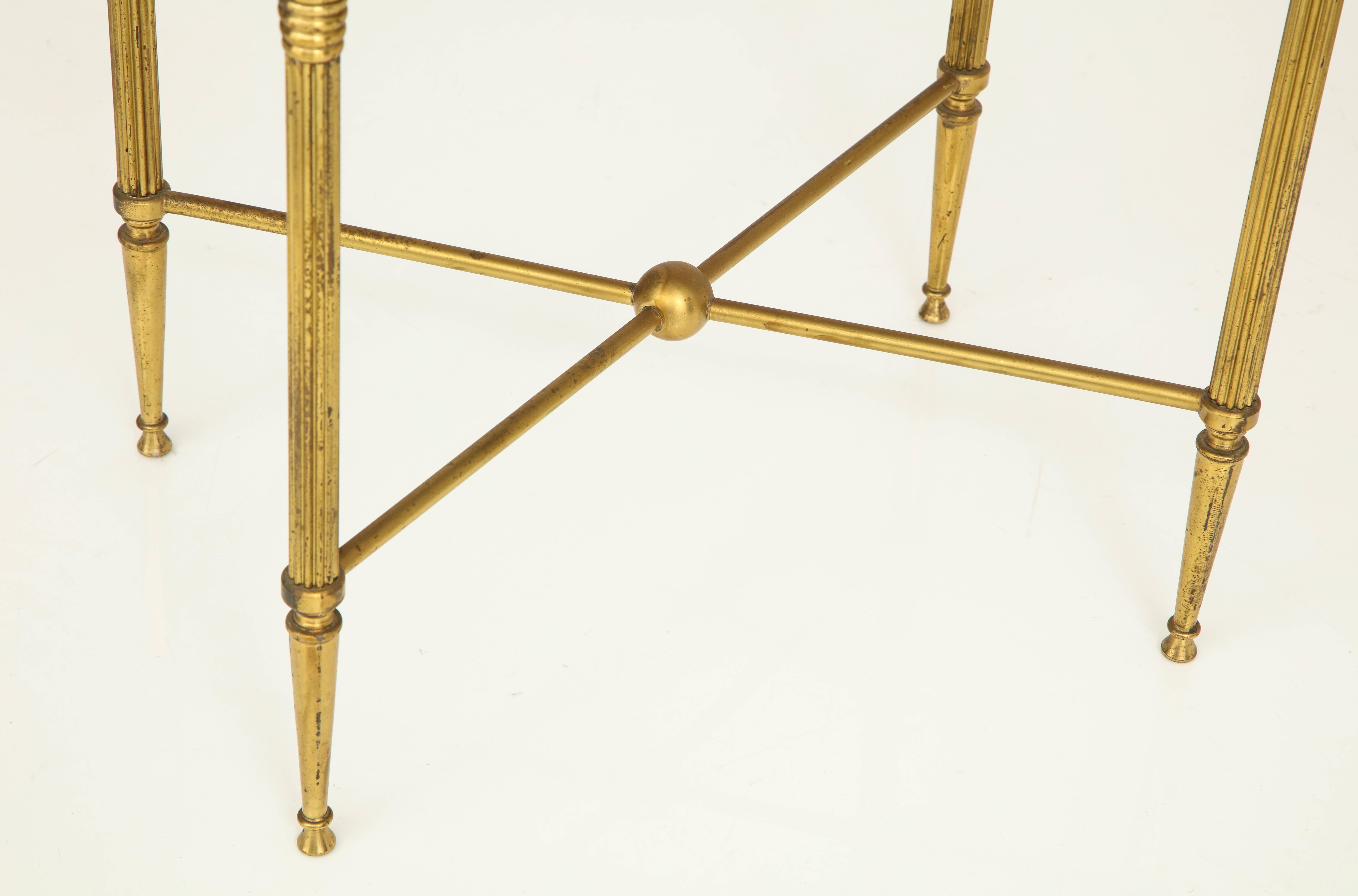 Italian Brass Nesting Tables with Inset Smoked Glass Tops 3