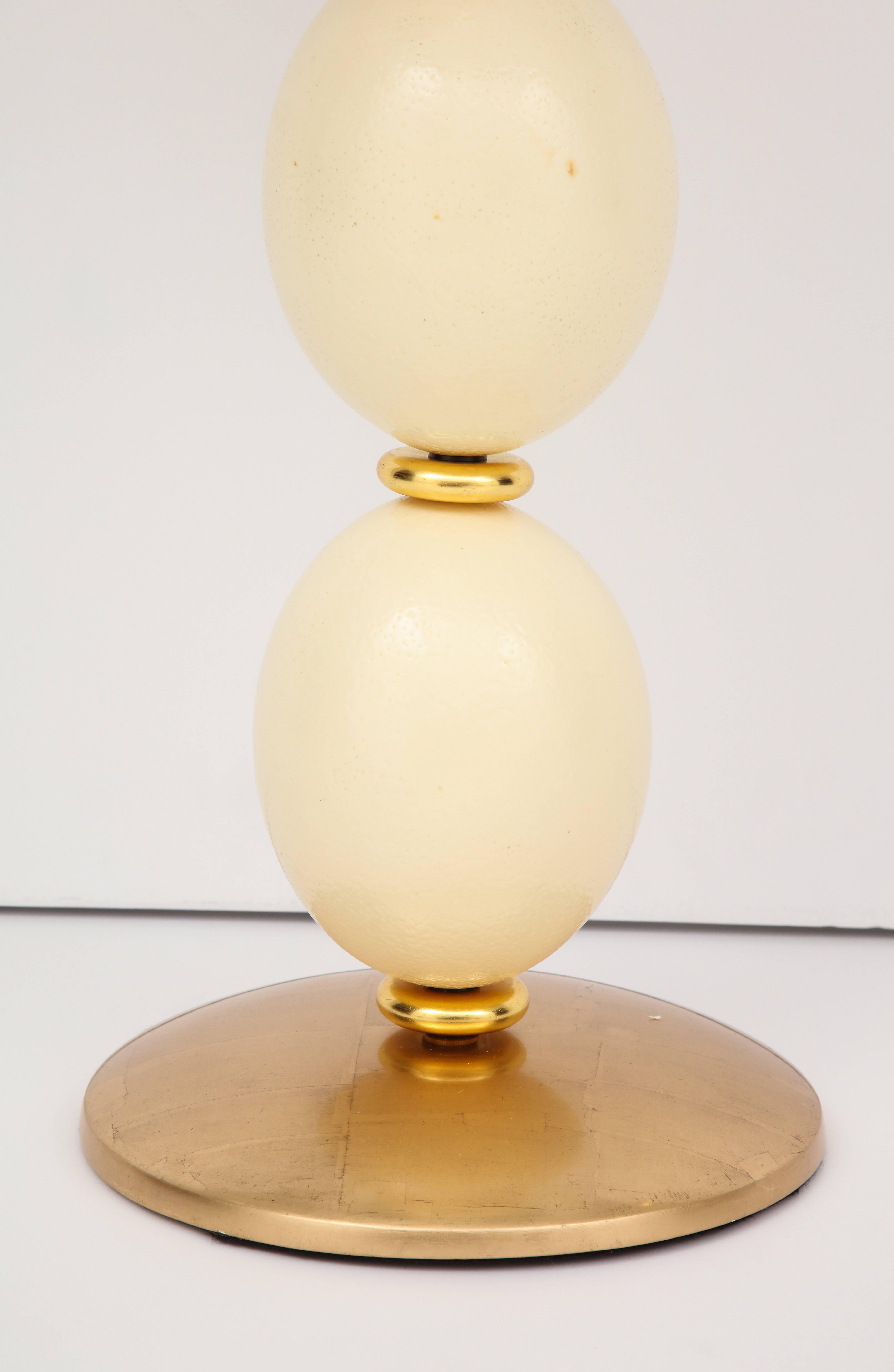 Custom Ostrich Egg and Carved Giltwood Table Lamp In Excellent Condition In New York, NY