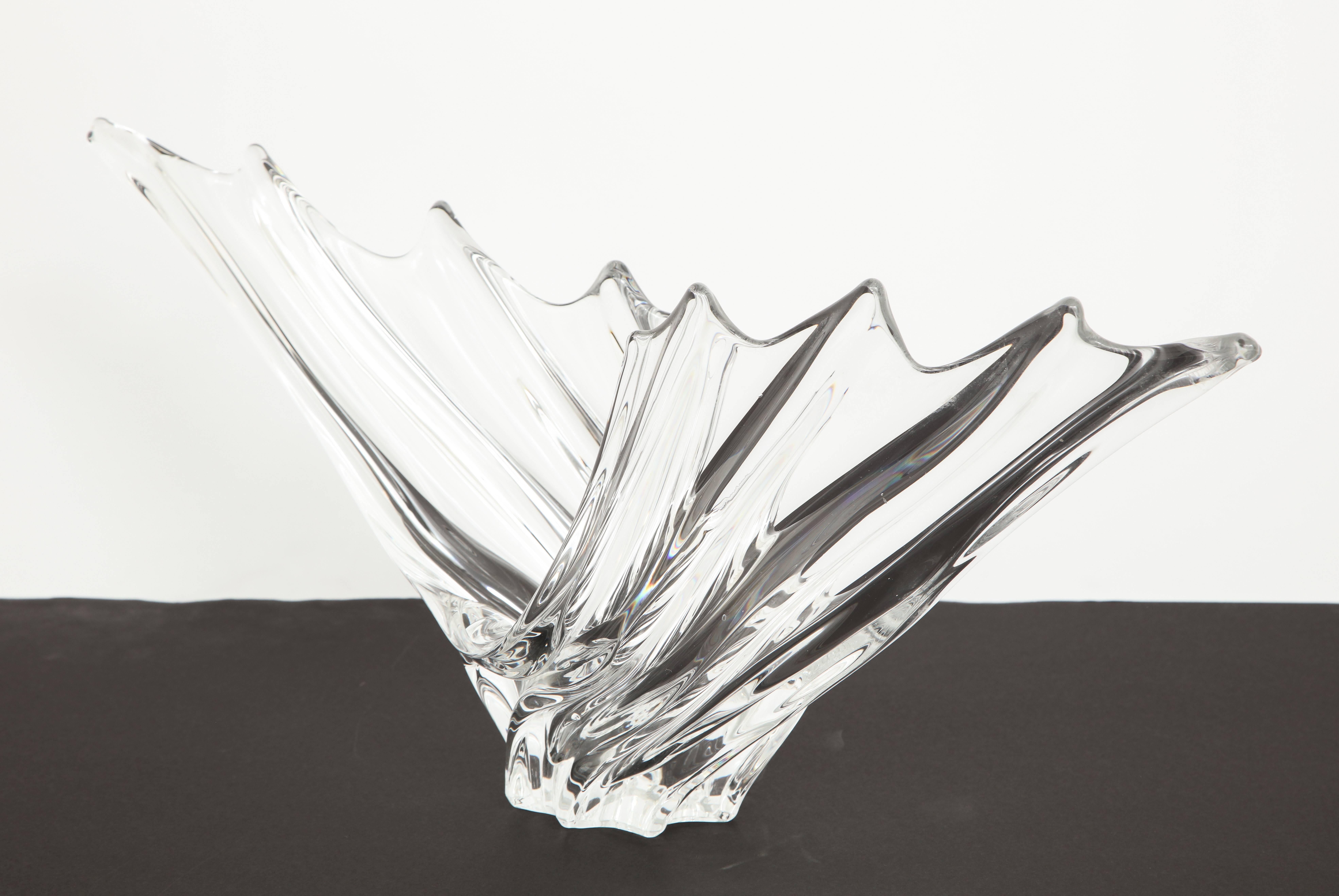 French Vannes Crystal Bowl with Flared Winged Design 1