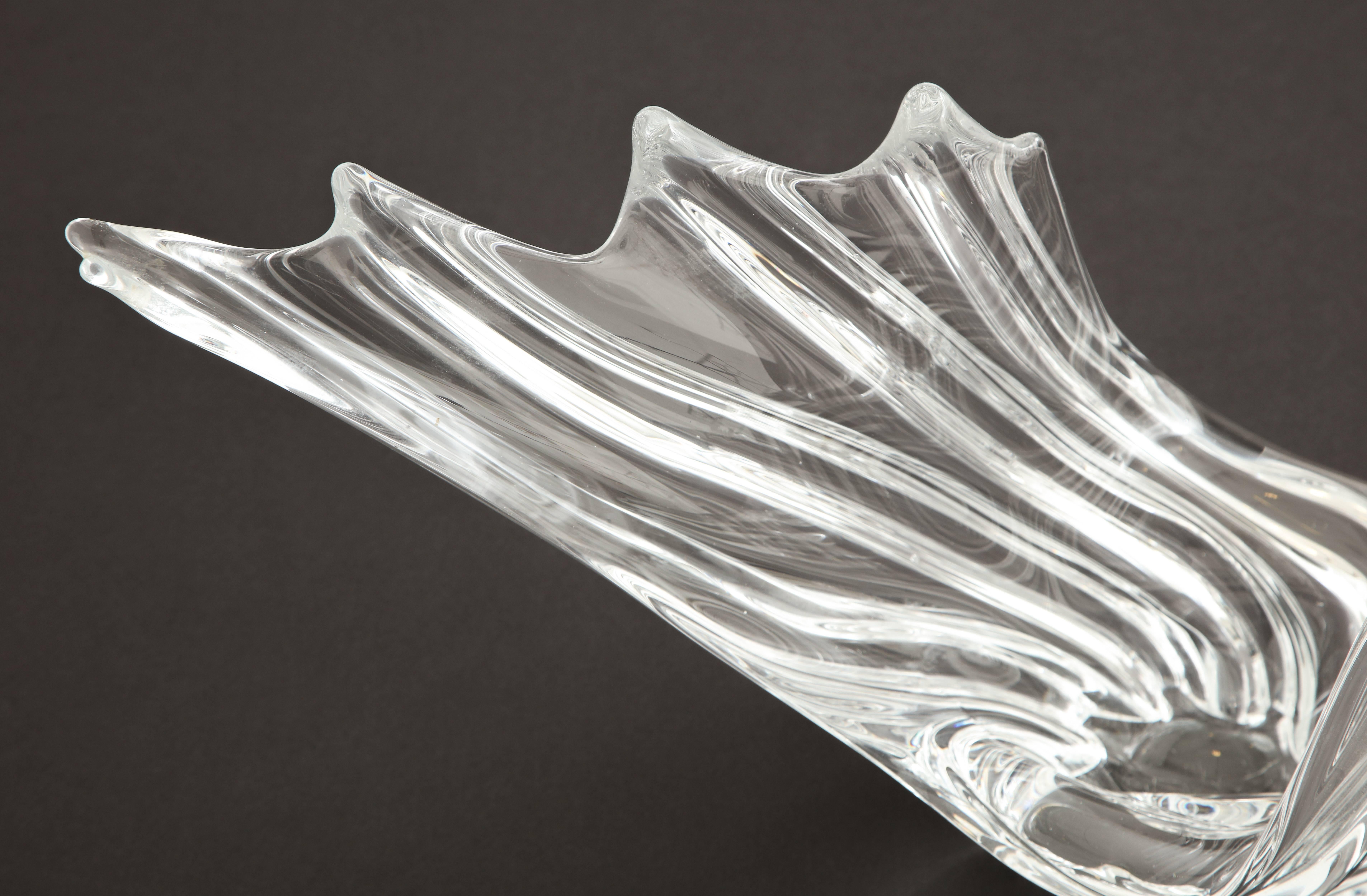 French Vannes Crystal Bowl with Flared Winged Design In Excellent Condition In New York, NY