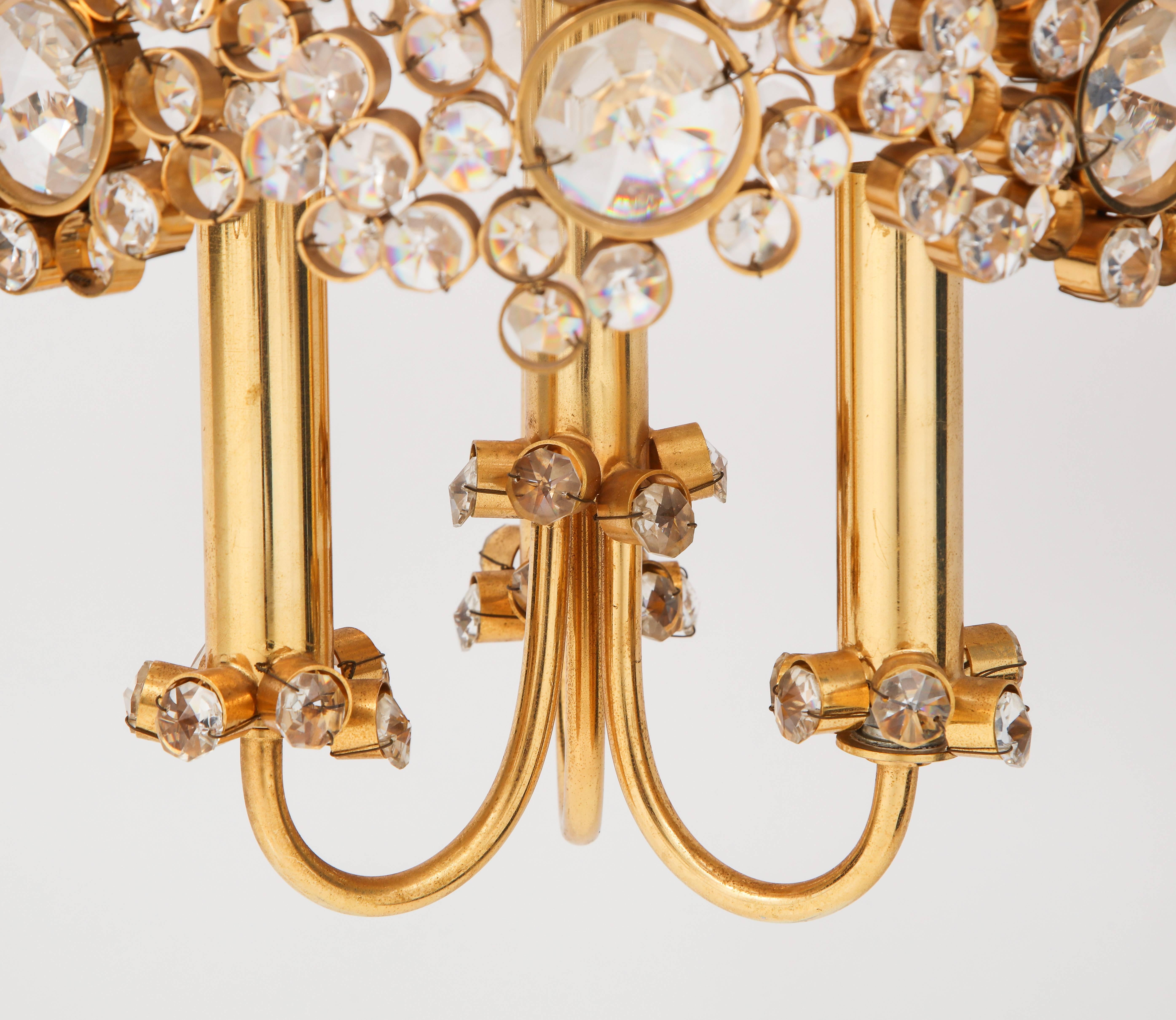 Gold-Plated and Crystal Chandelier by Palwa In Excellent Condition In New York, NY