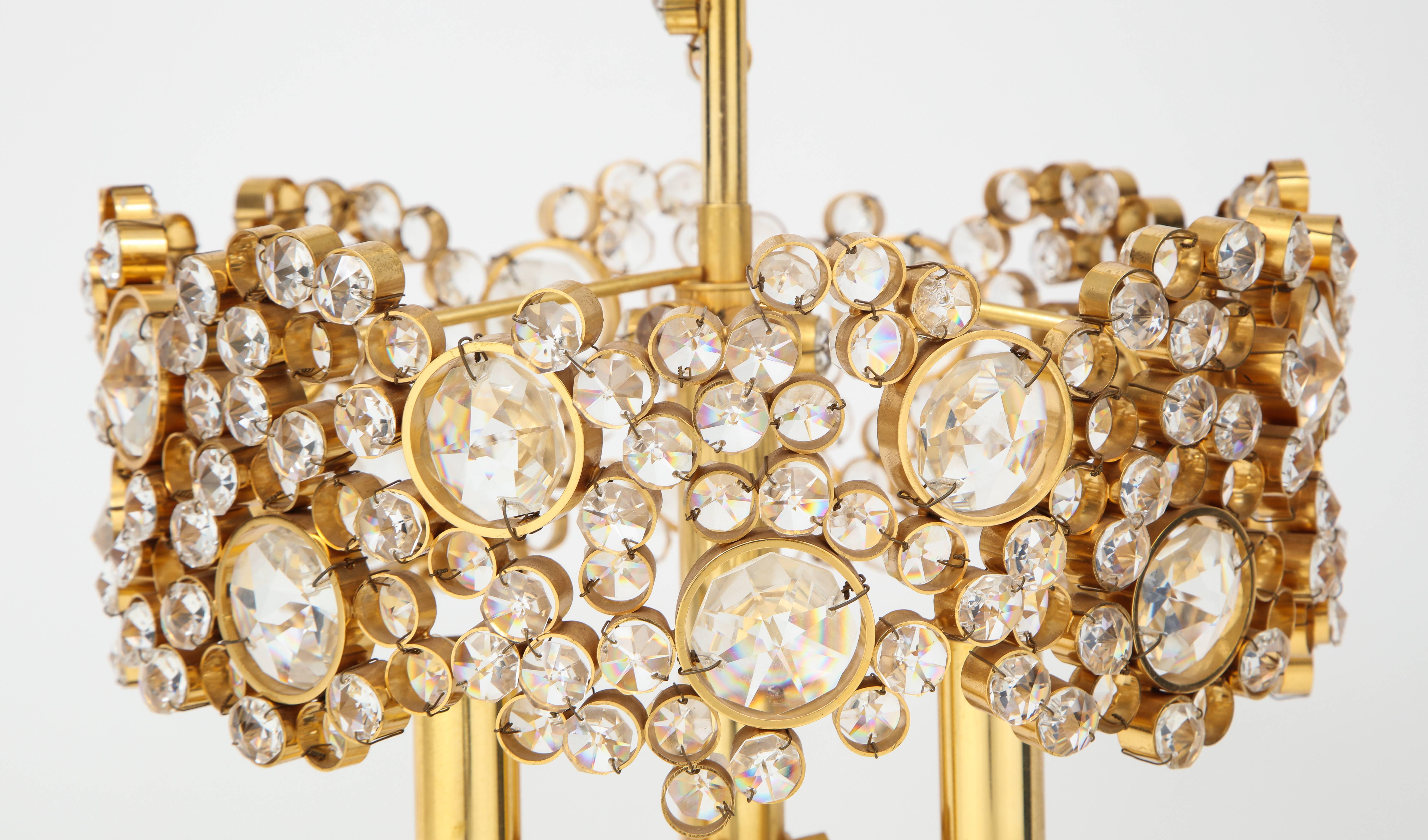 German Gold-Plated and Crystal Chandelier by Palwa