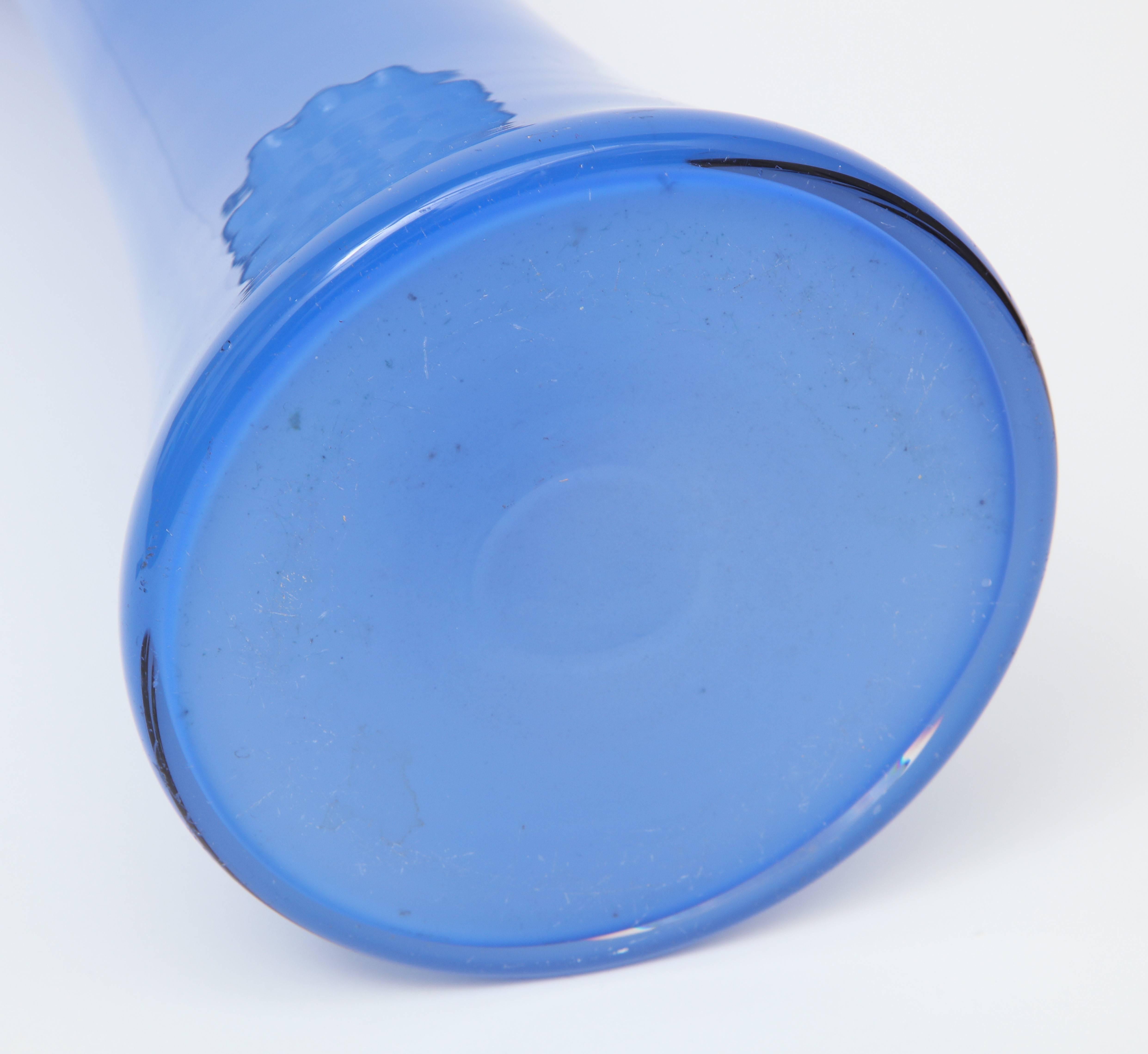 Czechoslovakian Handblown Blue Glass Vase 2