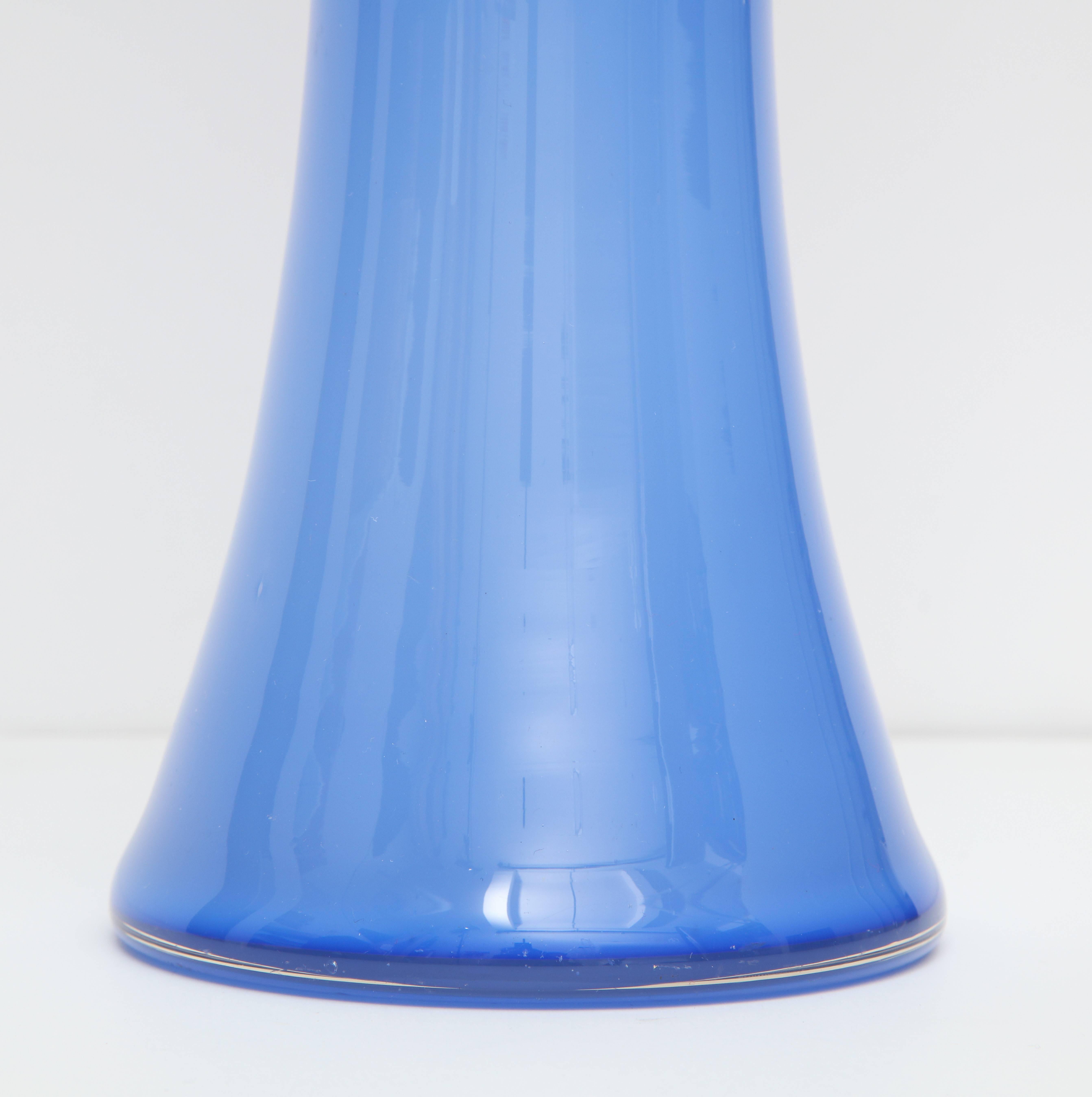 Blown Glass Czechoslovakian Handblown Blue Glass Vase