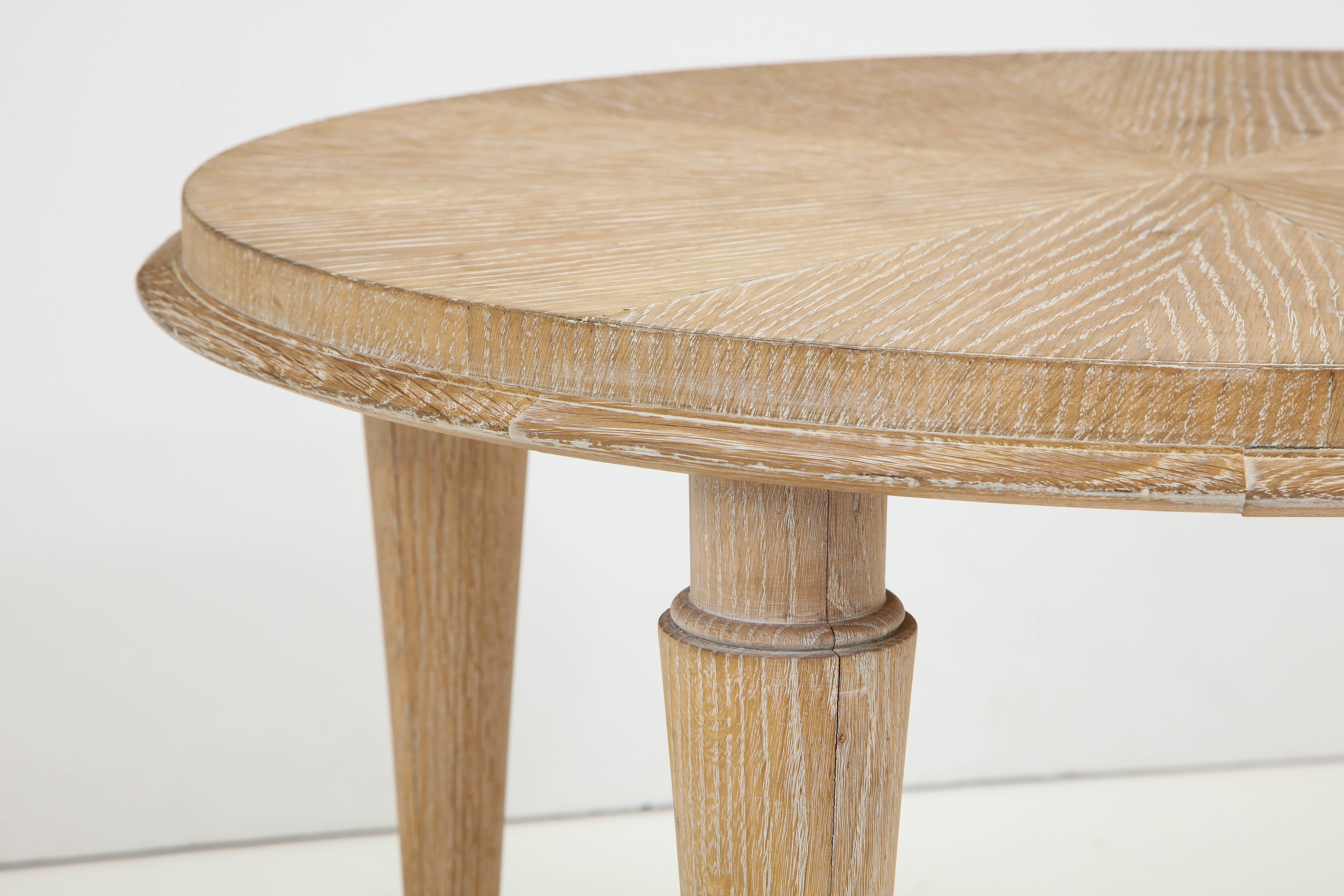 Mid-20th Century French Cerused Oak Round Cocktail Table or Side Table