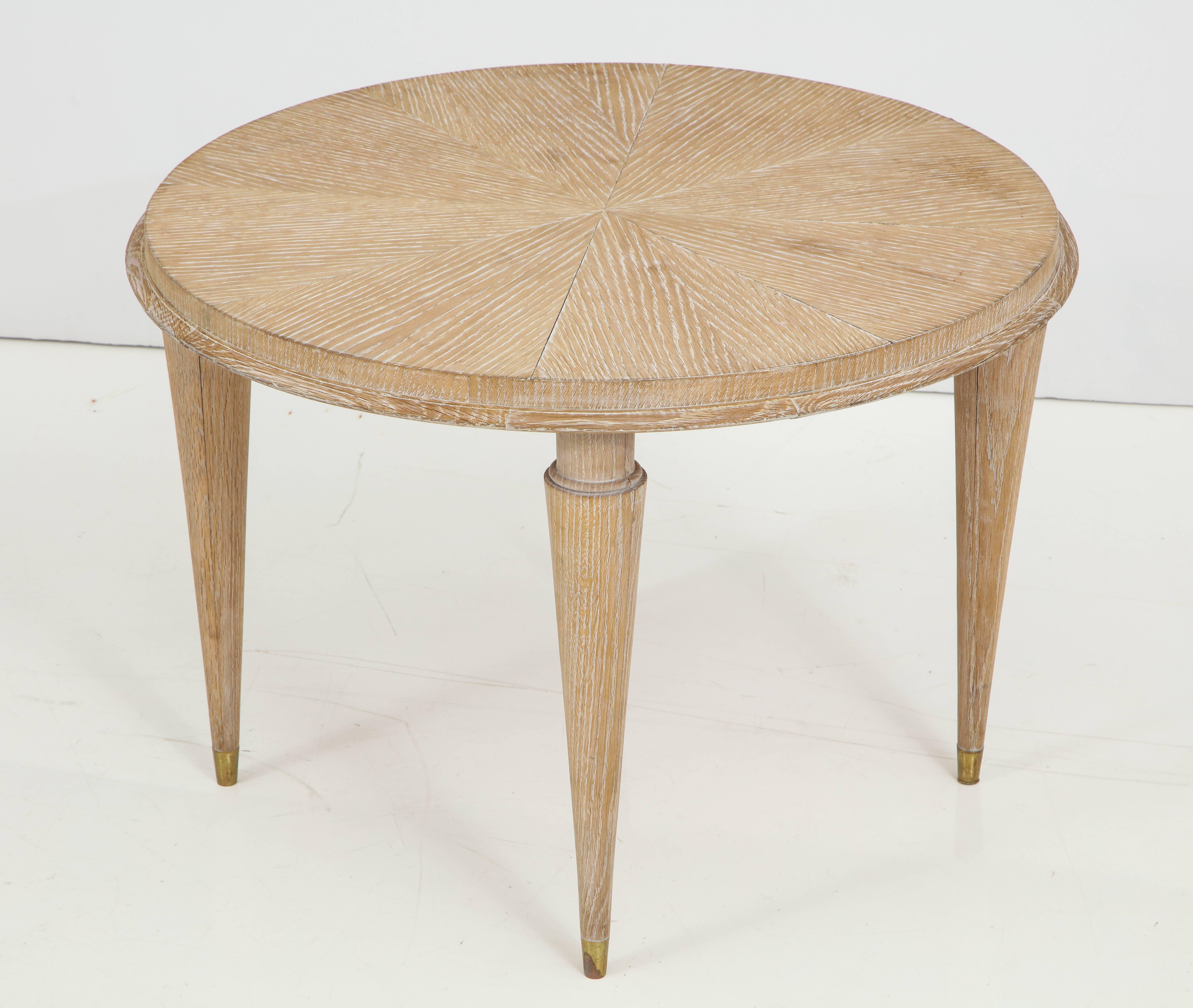 French Cerused Oak Round Cocktail Table or Side Table 2