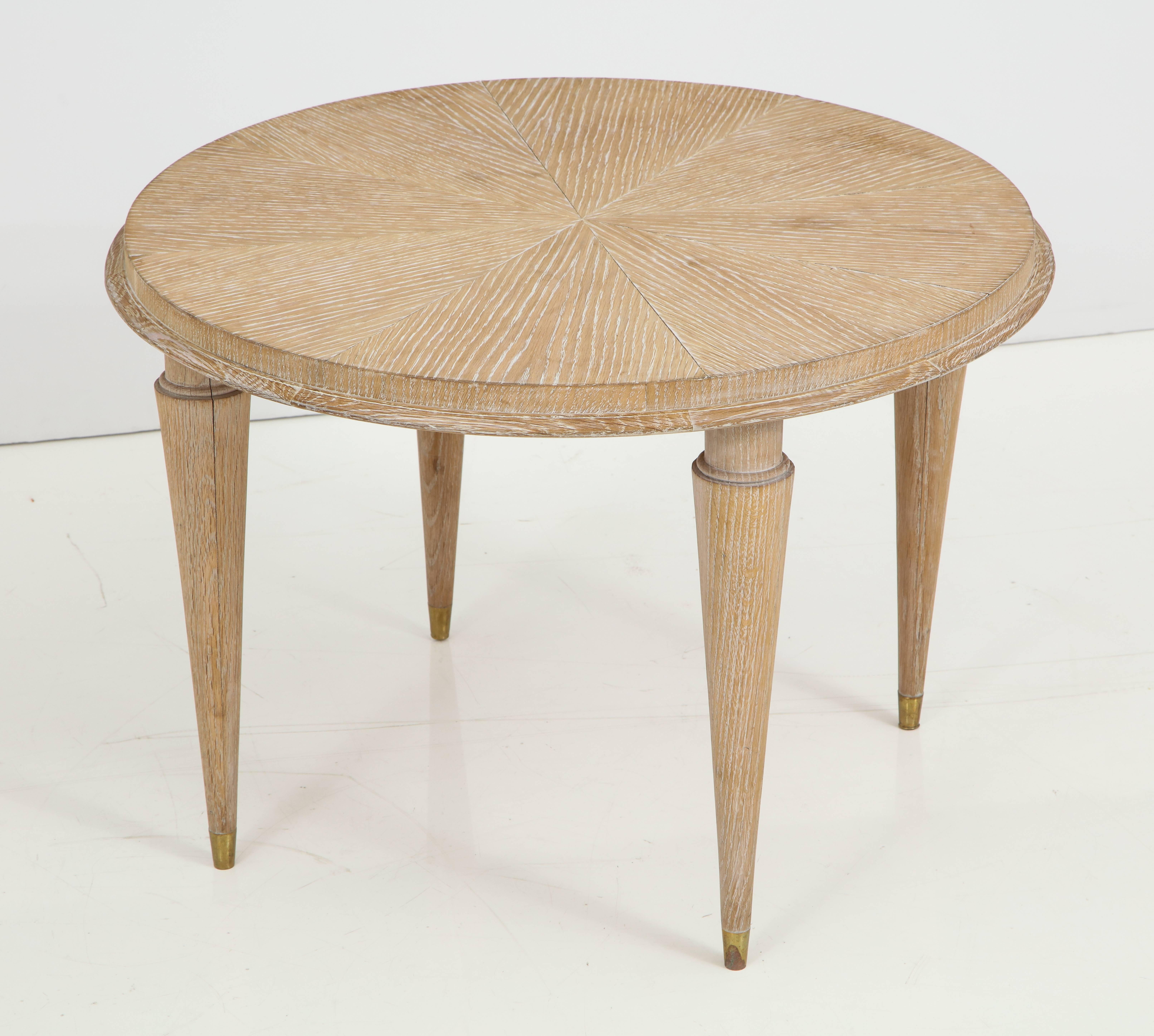 French Cerused Oak Round Cocktail Table or Side Table 3