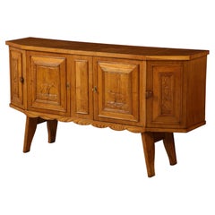 Italian Tuscan Art Deco Carved Oak Sideboard or Credenza, circa 1940