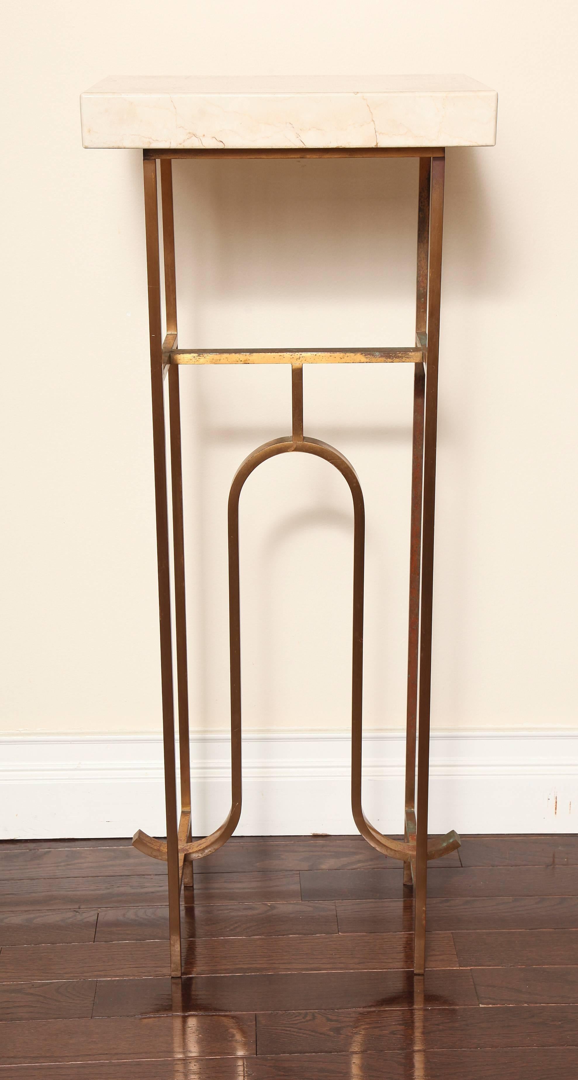Mid-Century Modern Bronze and Marble Pedestal in the Manner of Tony Duquette