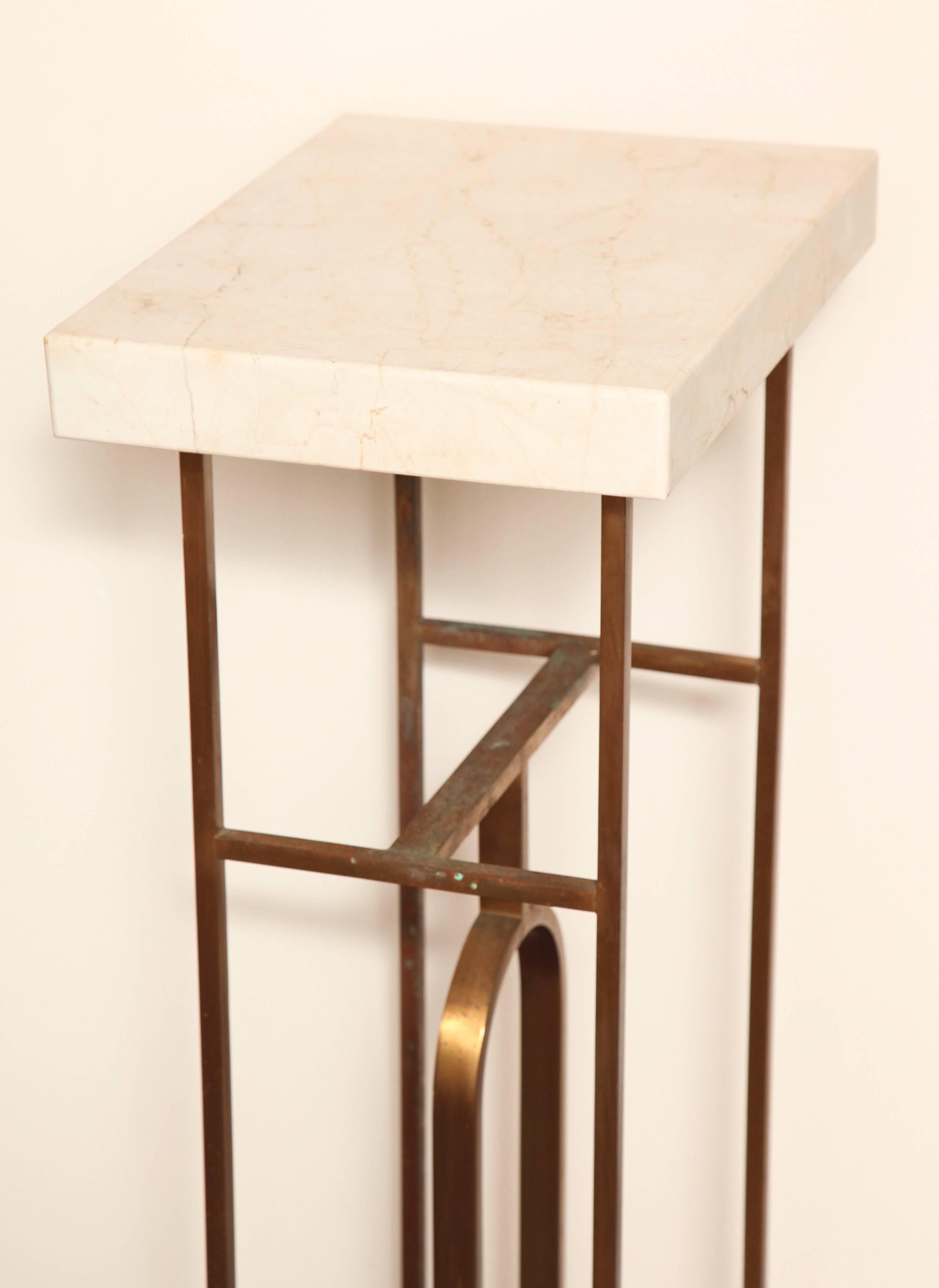 Mid-20th Century Bronze and Marble Pedestal in the Manner of Tony Duquette