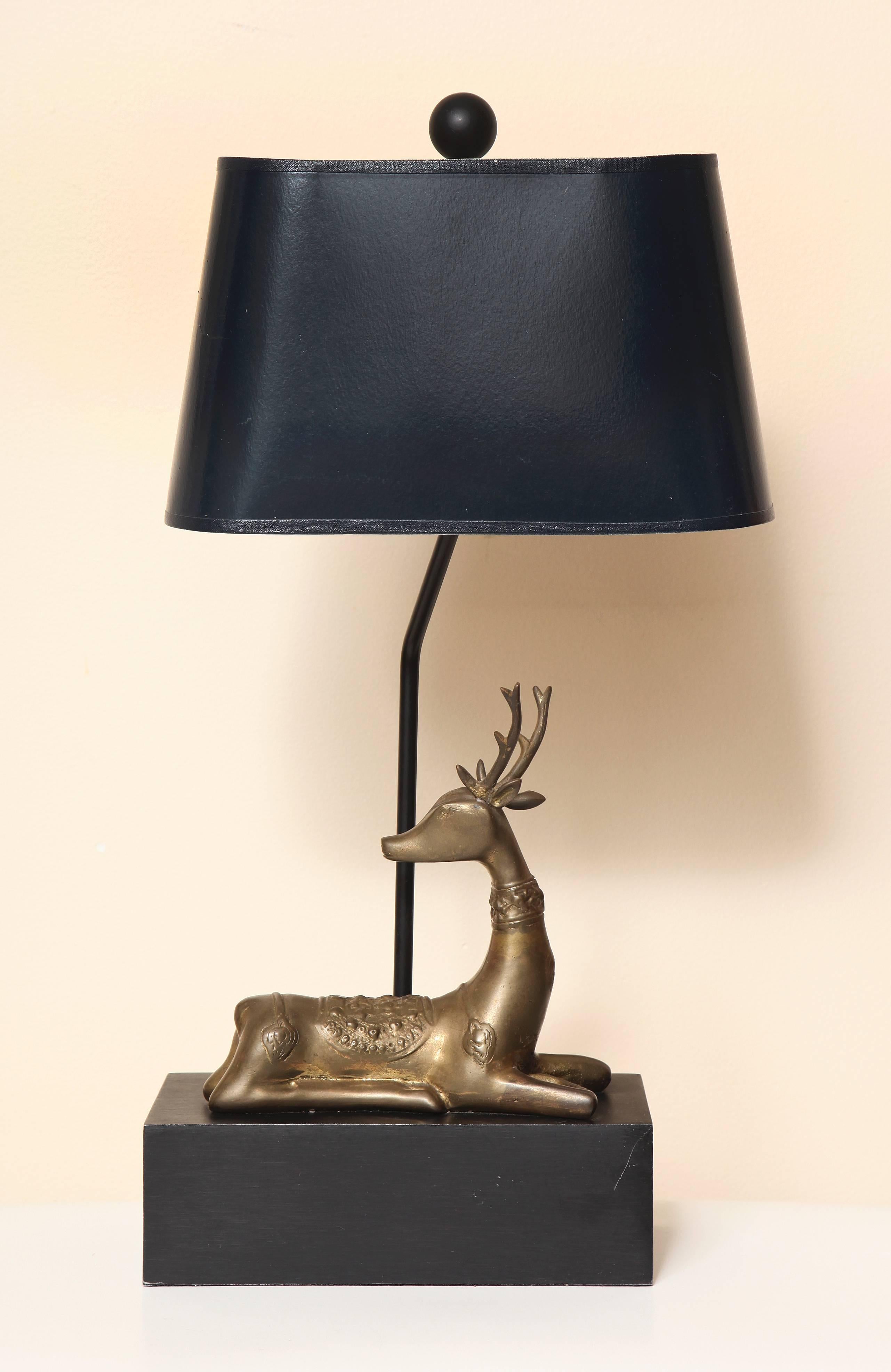 Brass Deer Mounted Table Lamp, Made by Chapman, with Label, Dated 1977 4