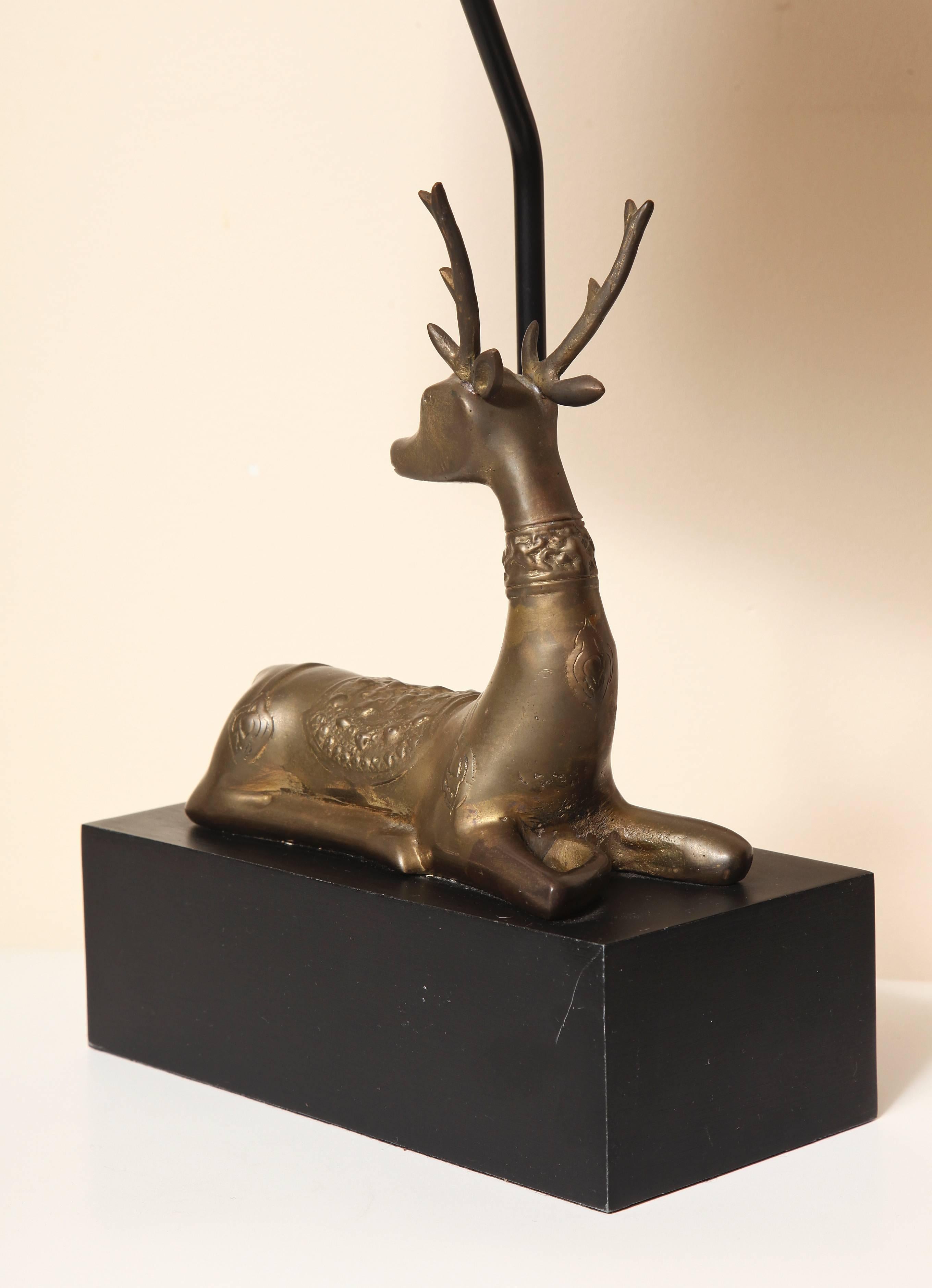 Late 20th Century Brass Deer Mounted Table Lamp, Made by Chapman, with Label, Dated 1977