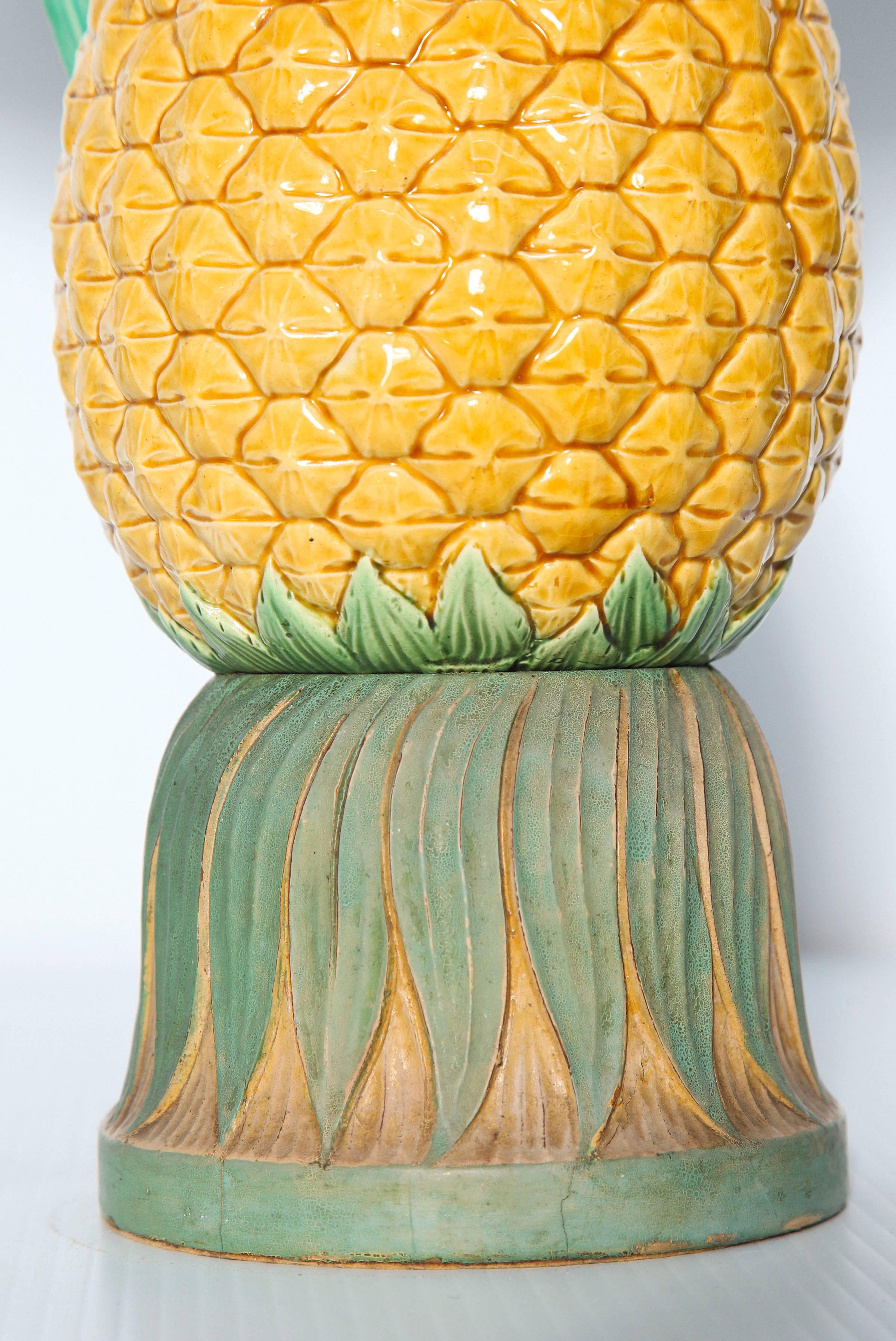 Late 19th Century Majolica Pineapple Pitcher Mounted as a Lamp 1