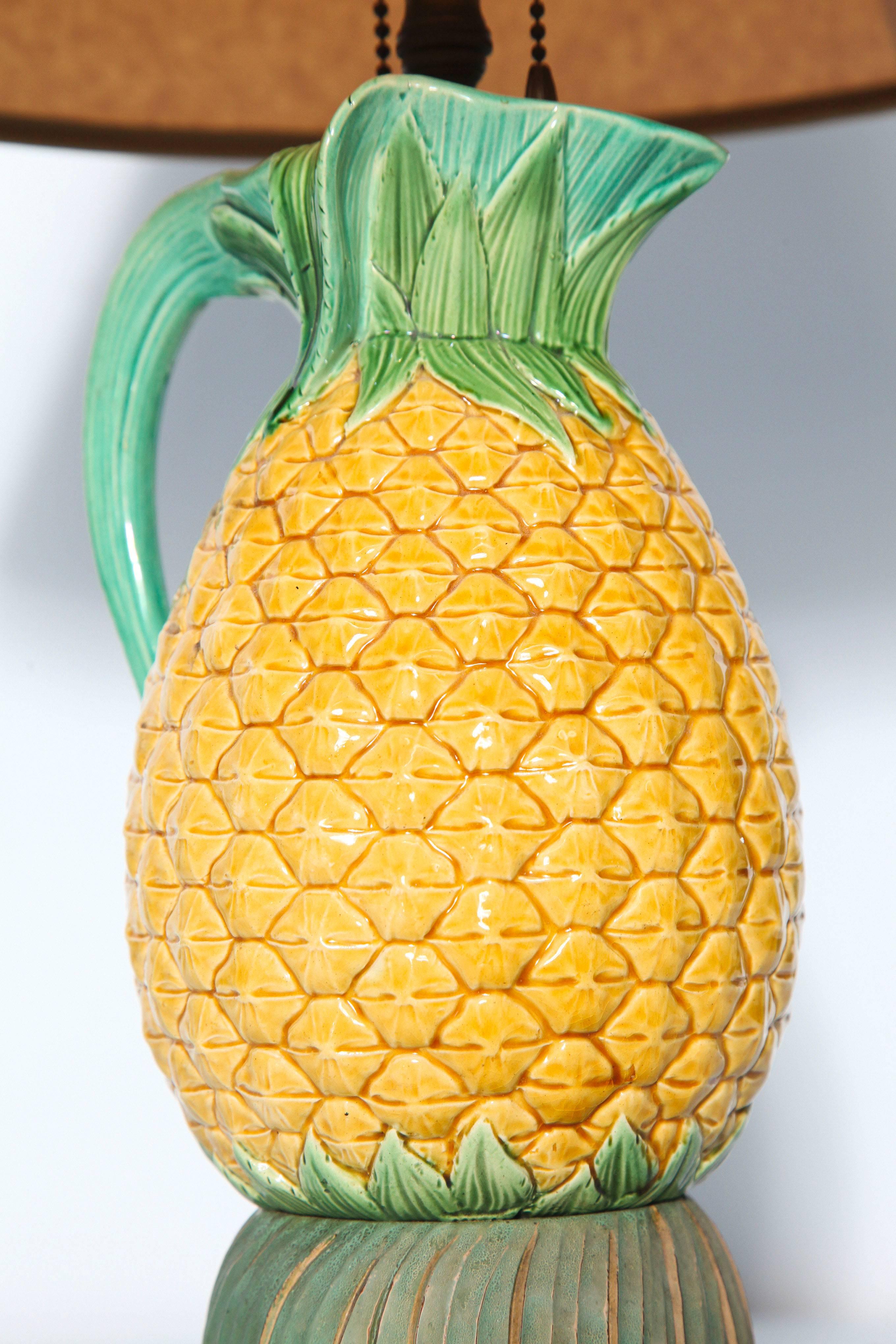 Late 19th Century Majolica Pineapple Pitcher Mounted as a Lamp 2