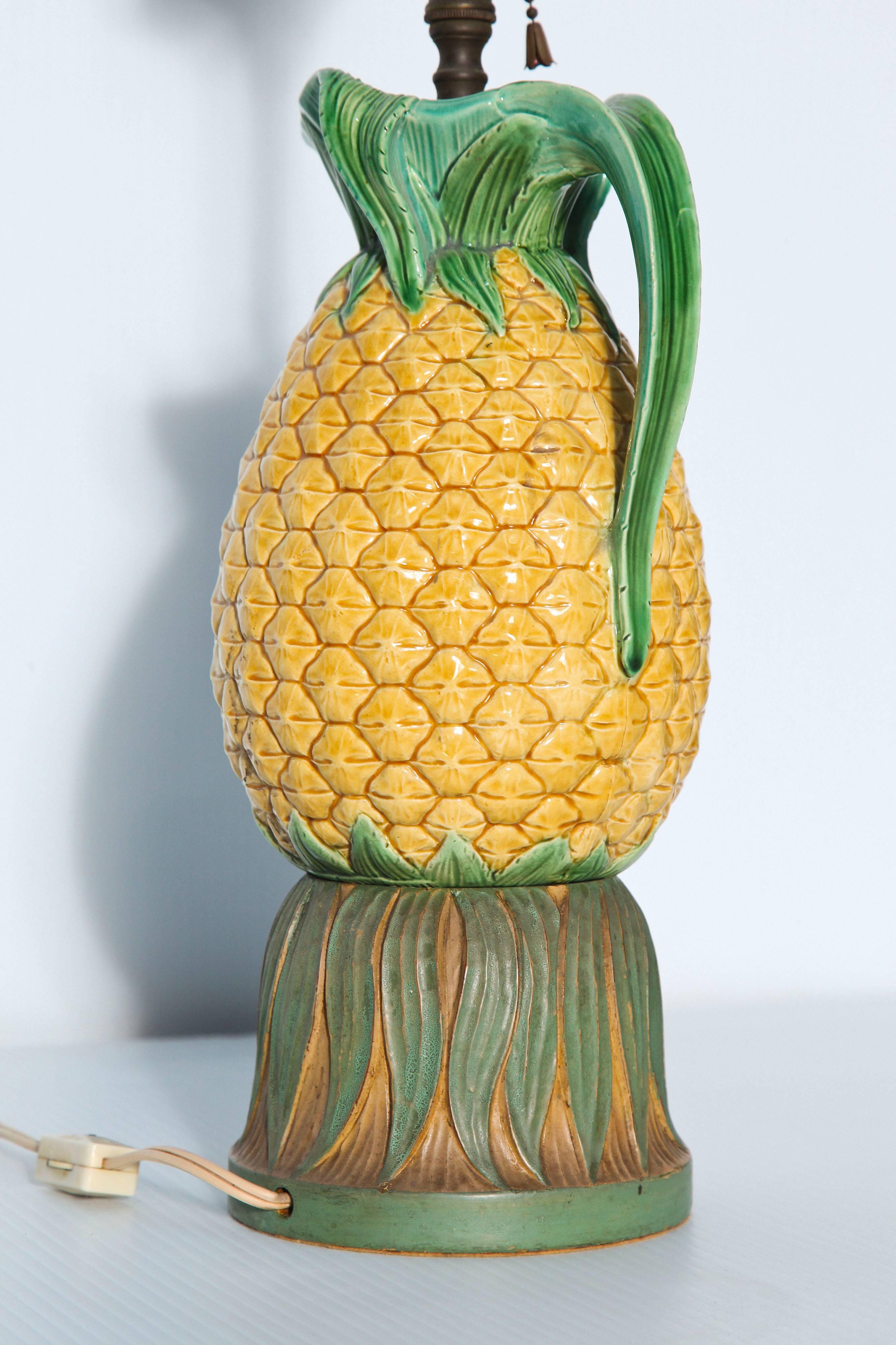 Late 19th Century Majolica Pineapple Pitcher Mounted as a Lamp 6