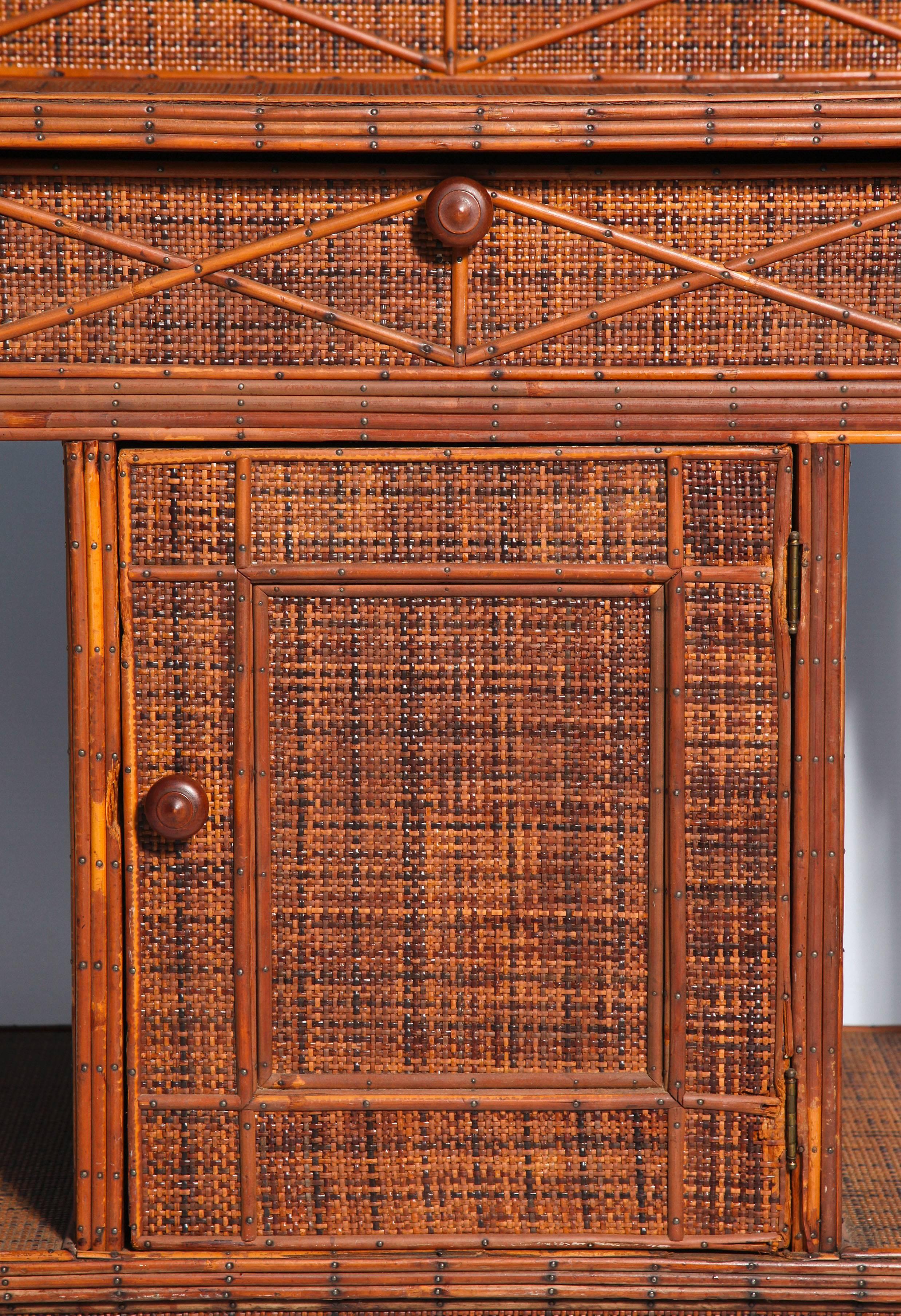 Side Cabinet in Woven and Split Rattan, Fitted with Single Drawer and Storage 2