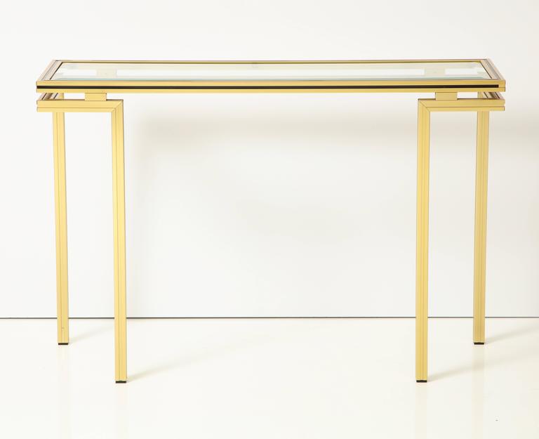 Pair of Pierre Vandel Console Tables with Inset Beveled Glass and ...