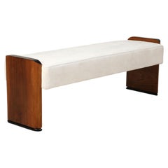 Italian Art Deco Walnut Bench, circa 1940