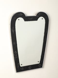 Luigi Brusotti for Fontana Arte 1930's Black Etched Glass Maritime Mirror