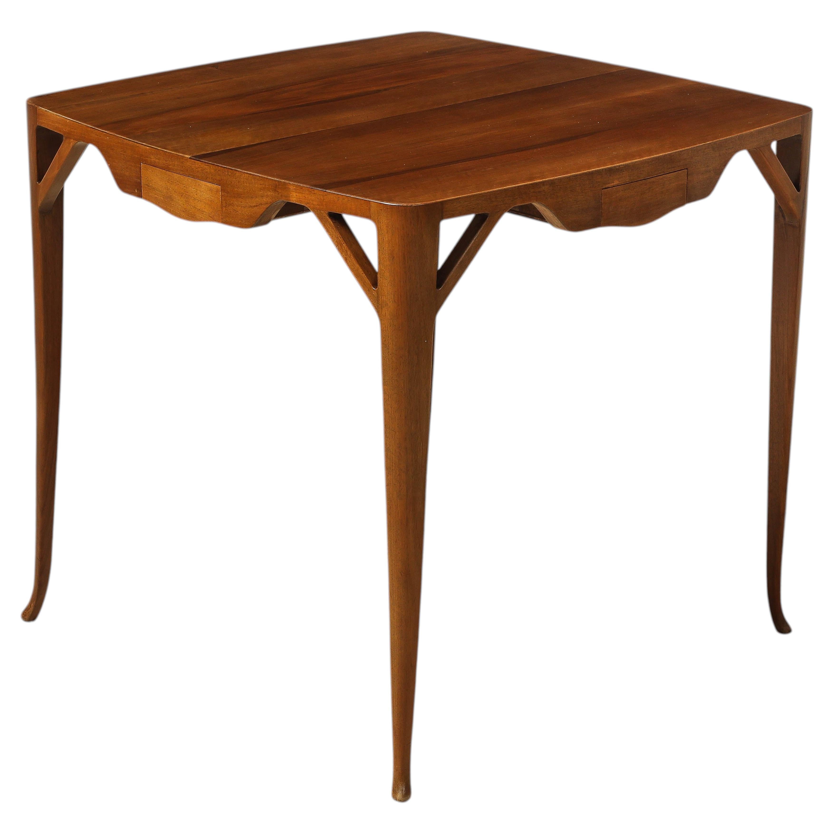 Italian 1920's Walnut Game Table For Sale