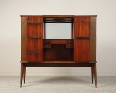 Italian Modernist Sculptural Cerused Oak Dry Bar Cabinet, circa 1940