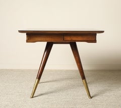 Gio Ponti Attributed Milanese Walnut Game Table with Glass Top, circa 1940