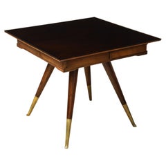 Gio Ponti Attributed Milanese Walnut Game Table with Glass Top, circa 1940