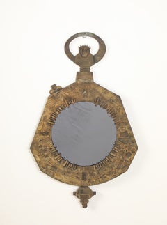 Espejo de pared italiano de estilo brutalista, de bronce fundido, diseñado por Renato Vanzelli, Padua, hacia 1970