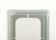 Italian Curved Smoked Glass Wall Mirror, circa 1970