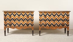 Italian Antique Painted Chevron Two-Drawer Commode, circa 1800
