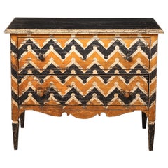 Italian Antique Painted Chevron Two-Drawer Commode, circa 1800
