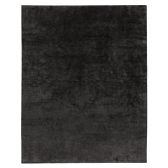 New Solid Charcoal Hand Knotted Rug 12' x 15'