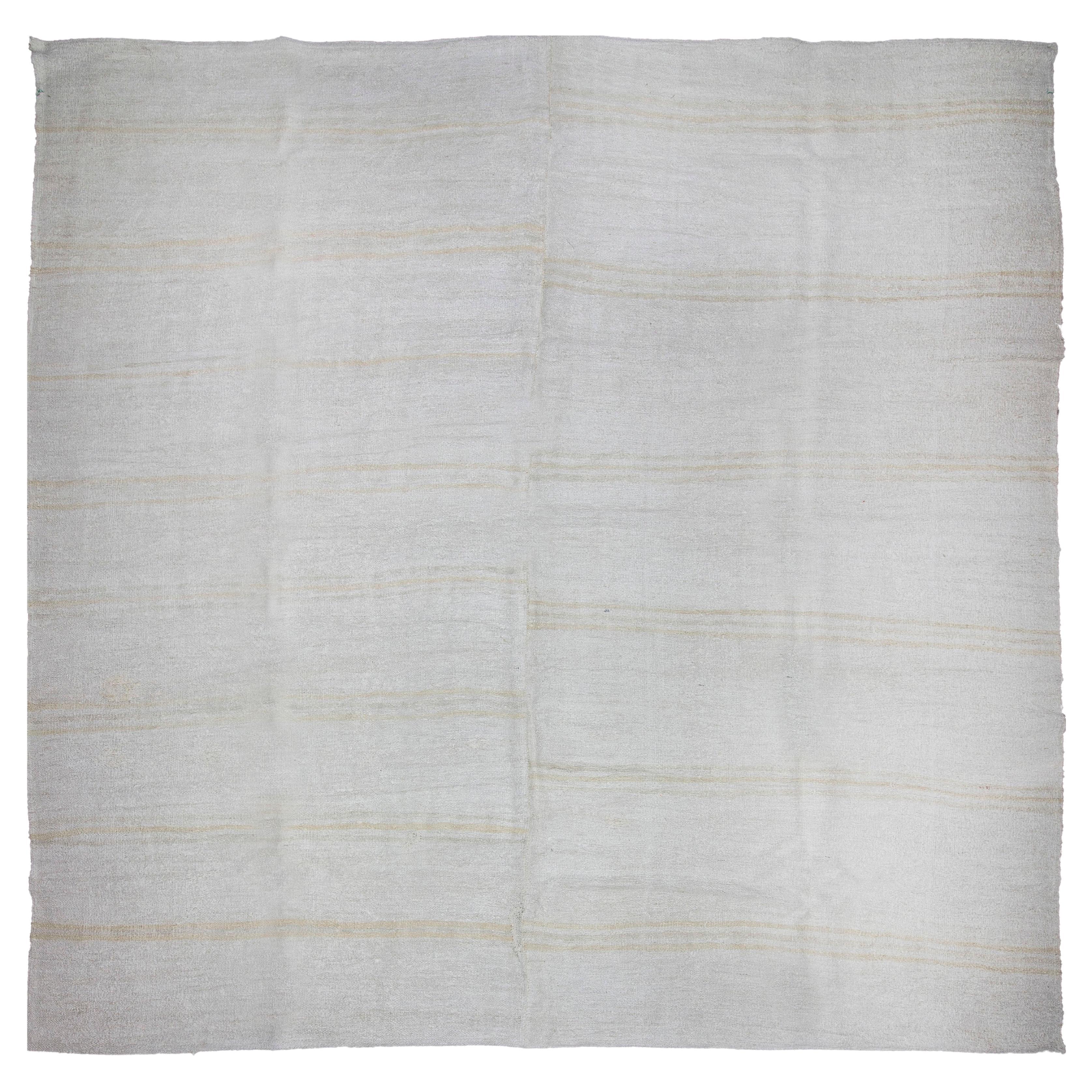 Quadratischer türkischer Flachgewebe-Hanf-Teppich im Vintage-Stil  12'2 x 12'2 cm